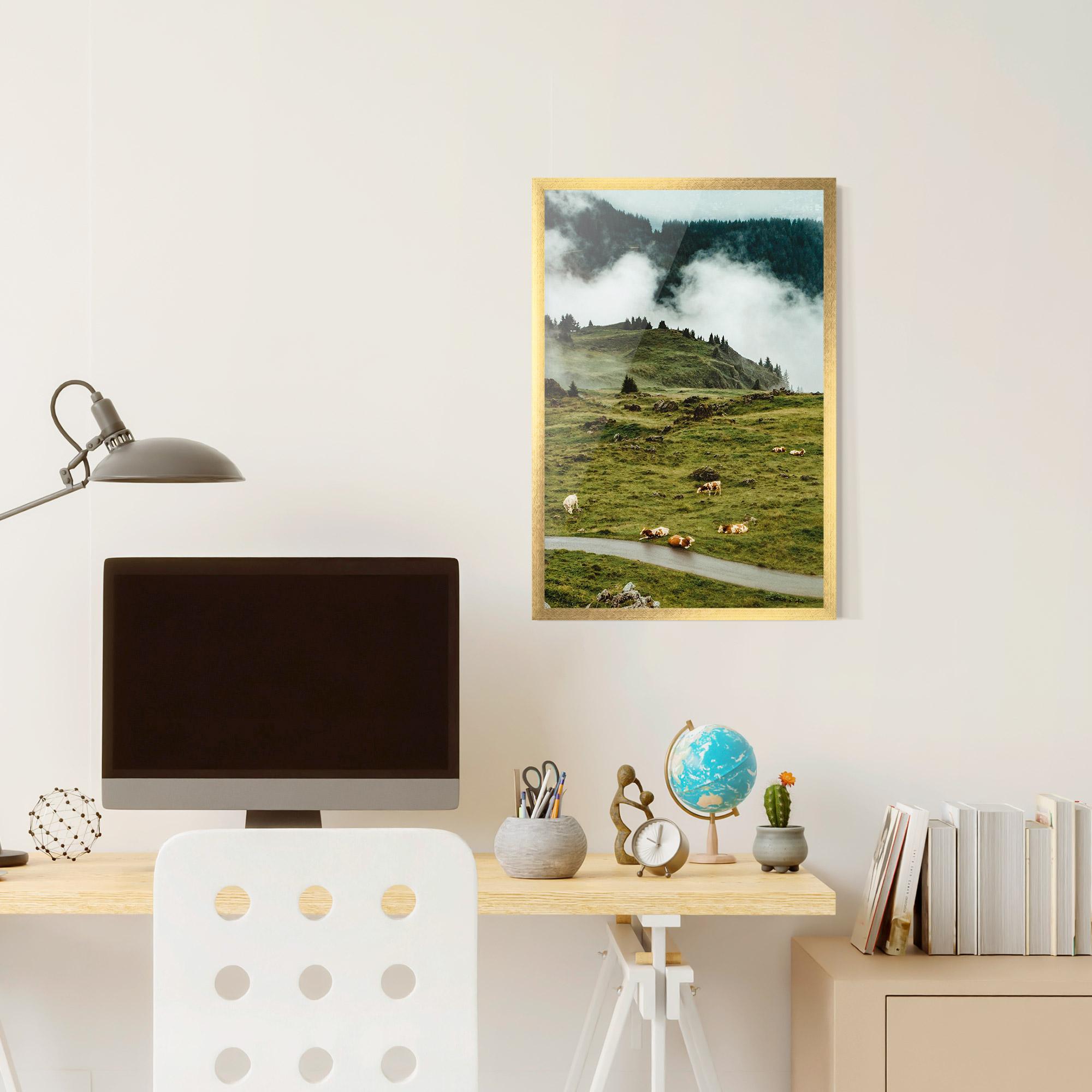Poster Înrămat Cow Field View mockup 6