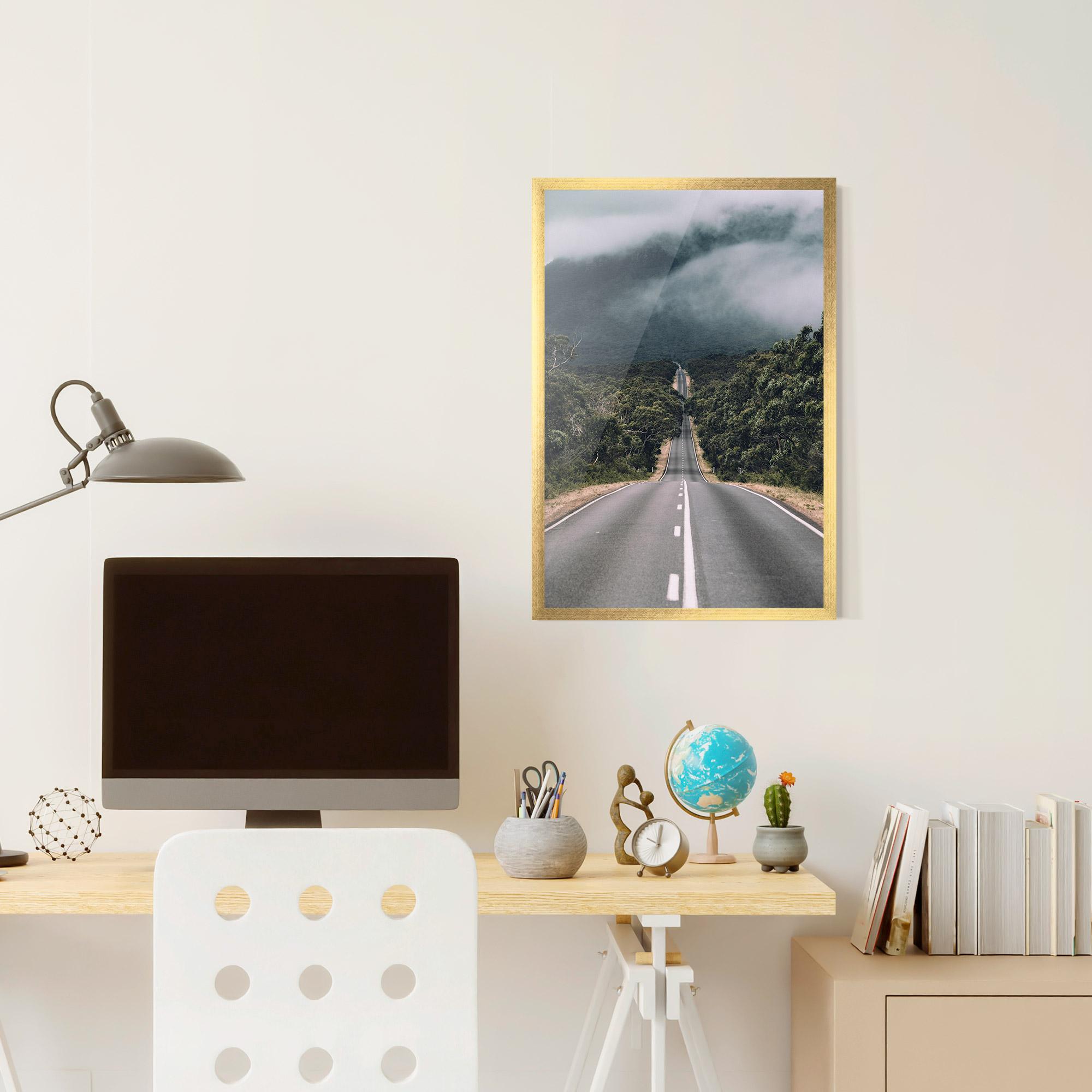 Poster Înrămat Forest Driving Road mockup 6