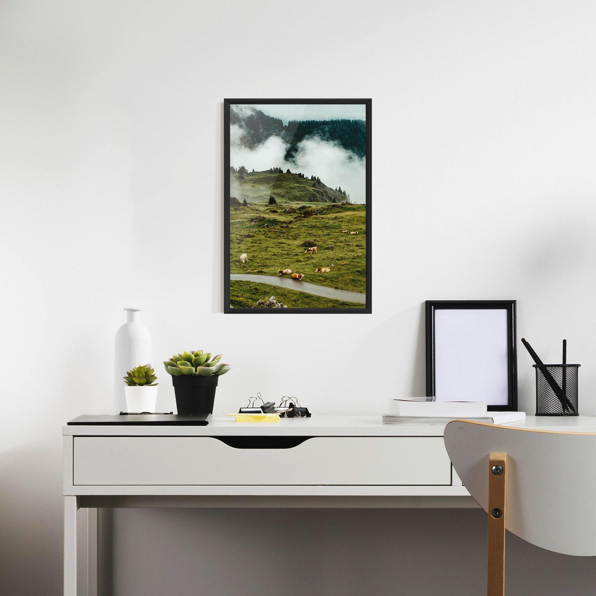Poster Înrămat Cow Field View mockup 7