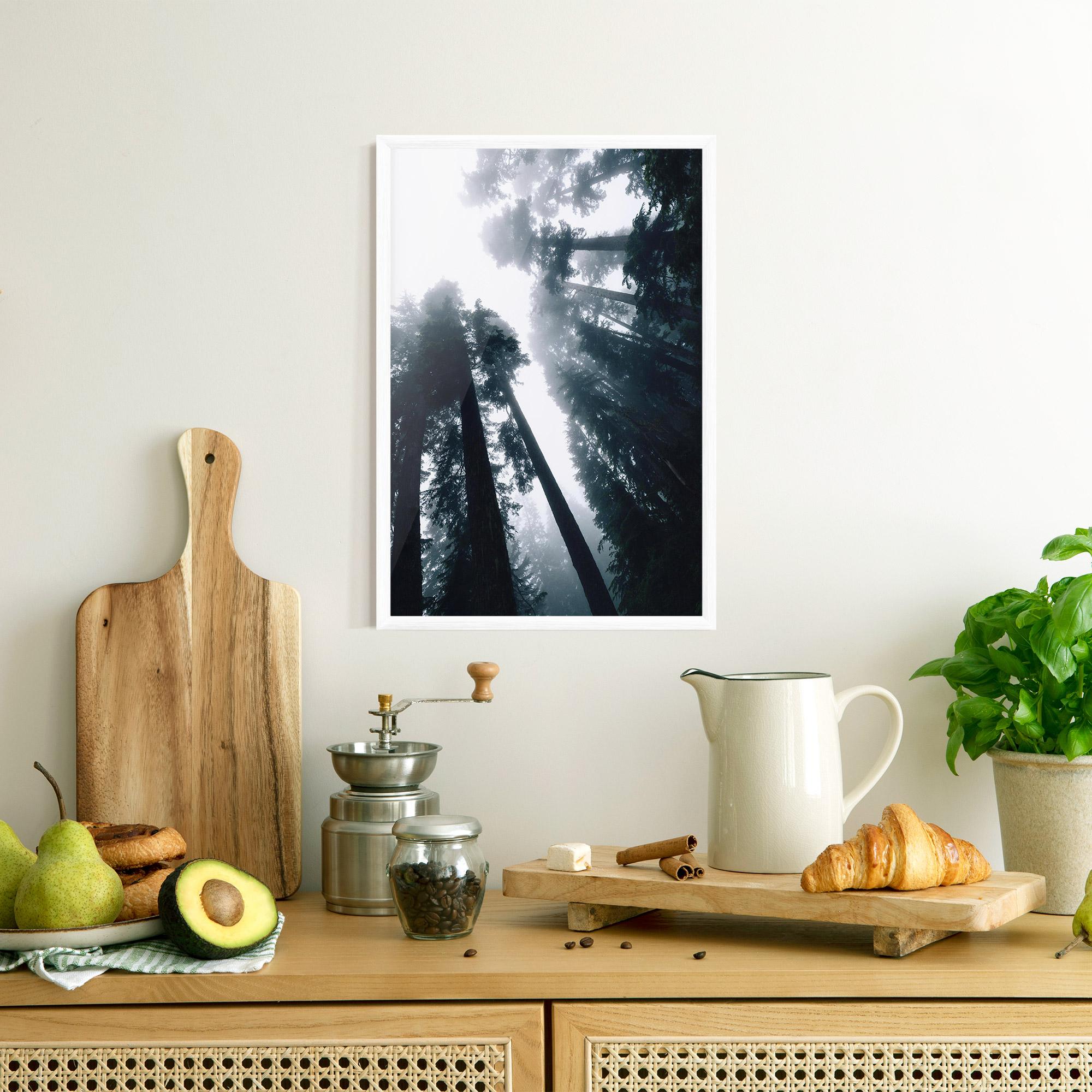 Poster Înrămat Foggy Big Trees mockup 8