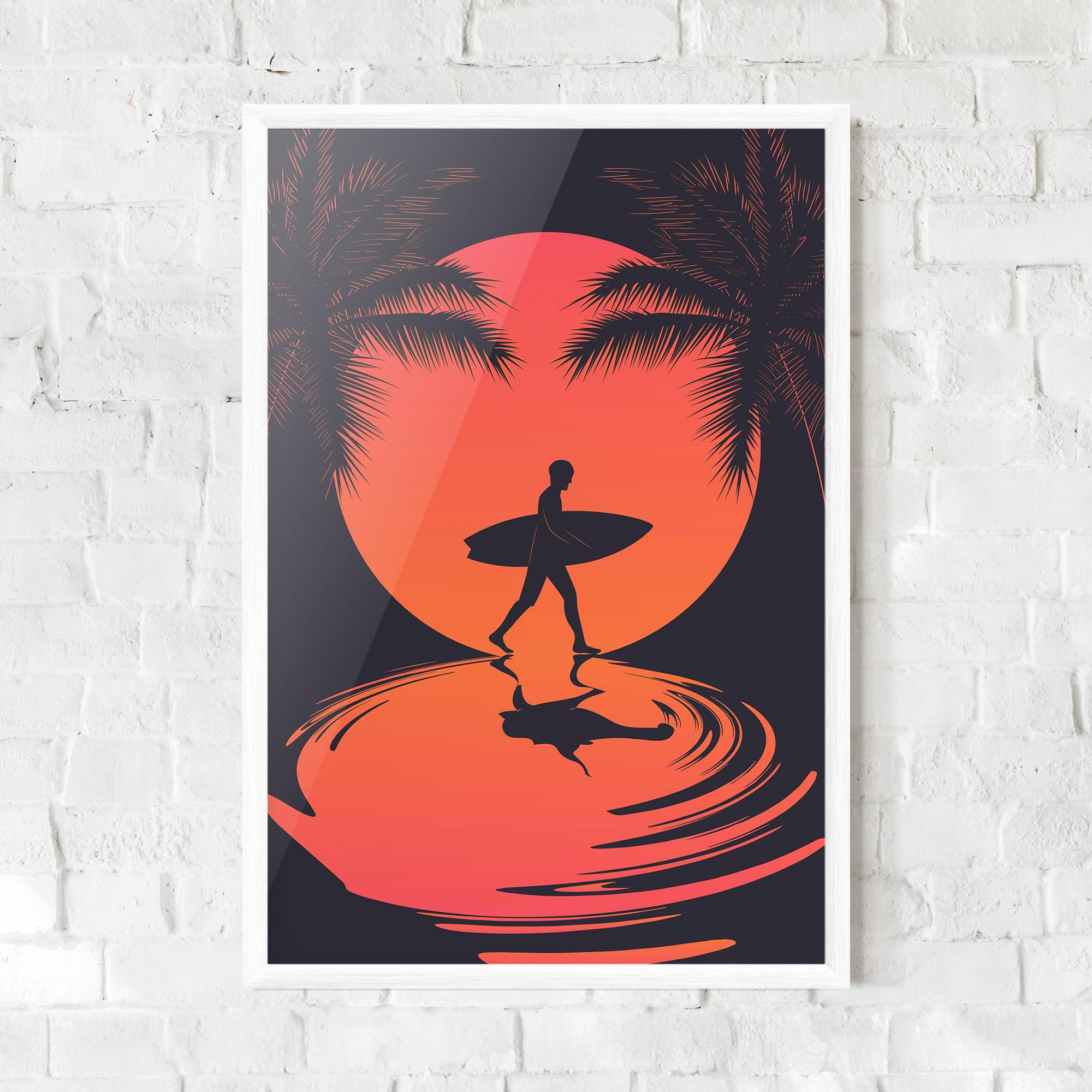Poster Înrămat Orange Surfer Art mockup 0