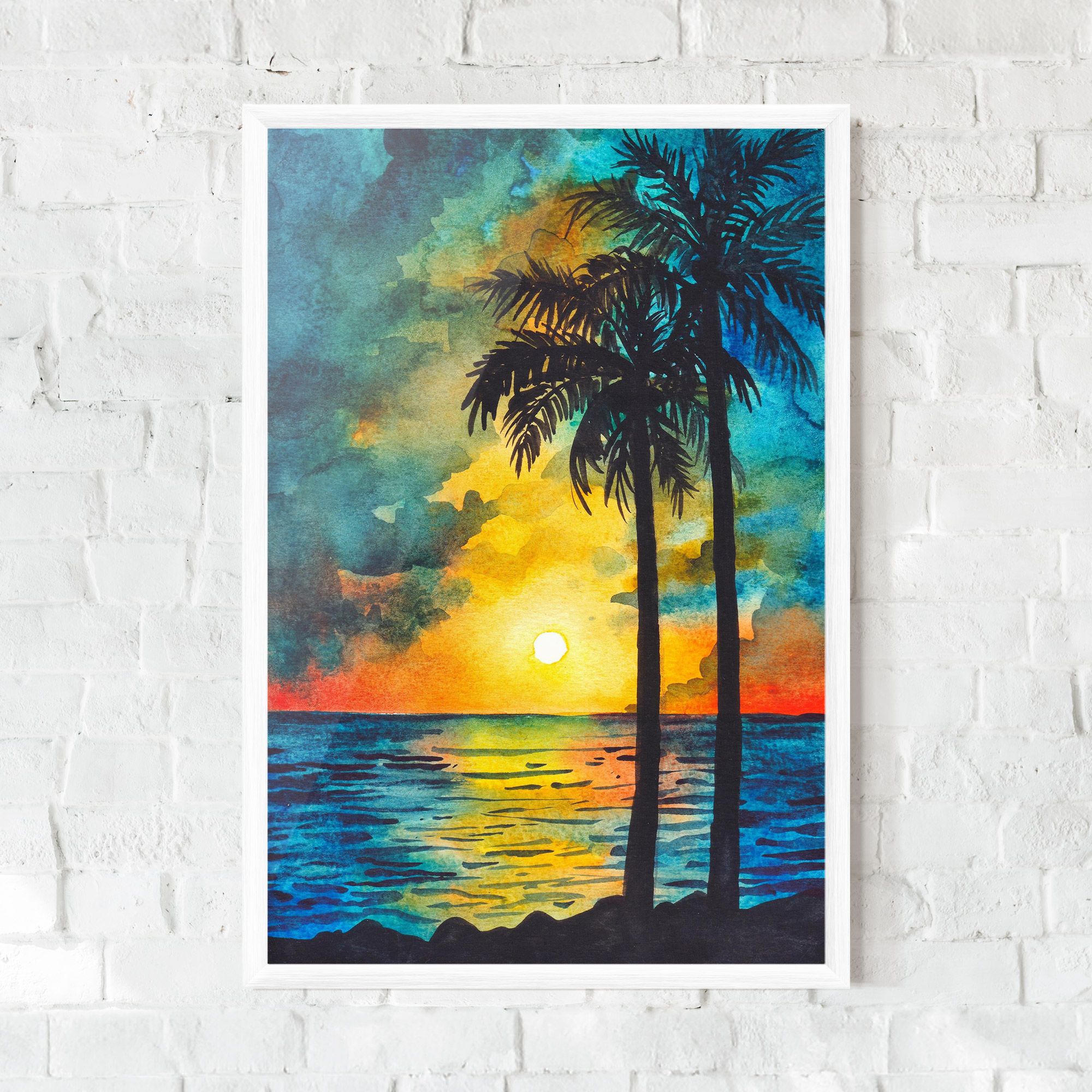 Sunset Watercolor Tree mockup 0