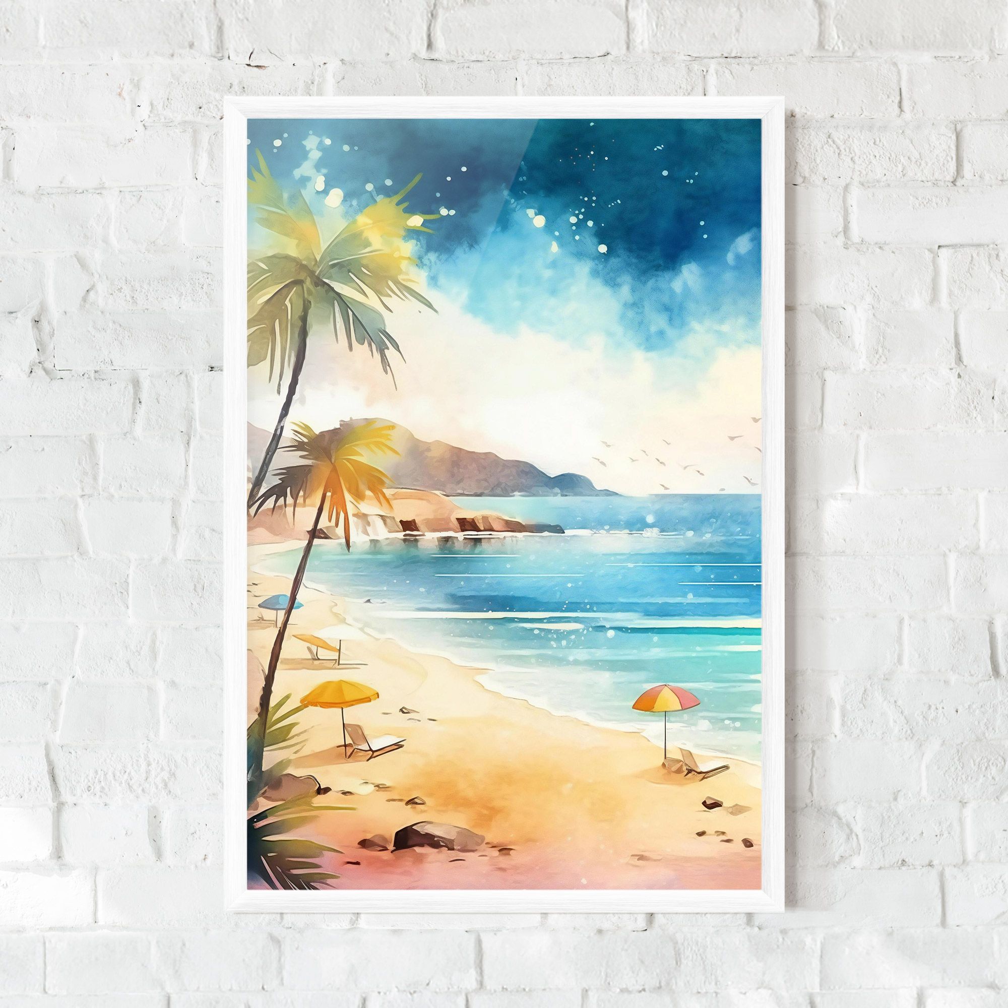 Umbrellas Beach Art mockup 0