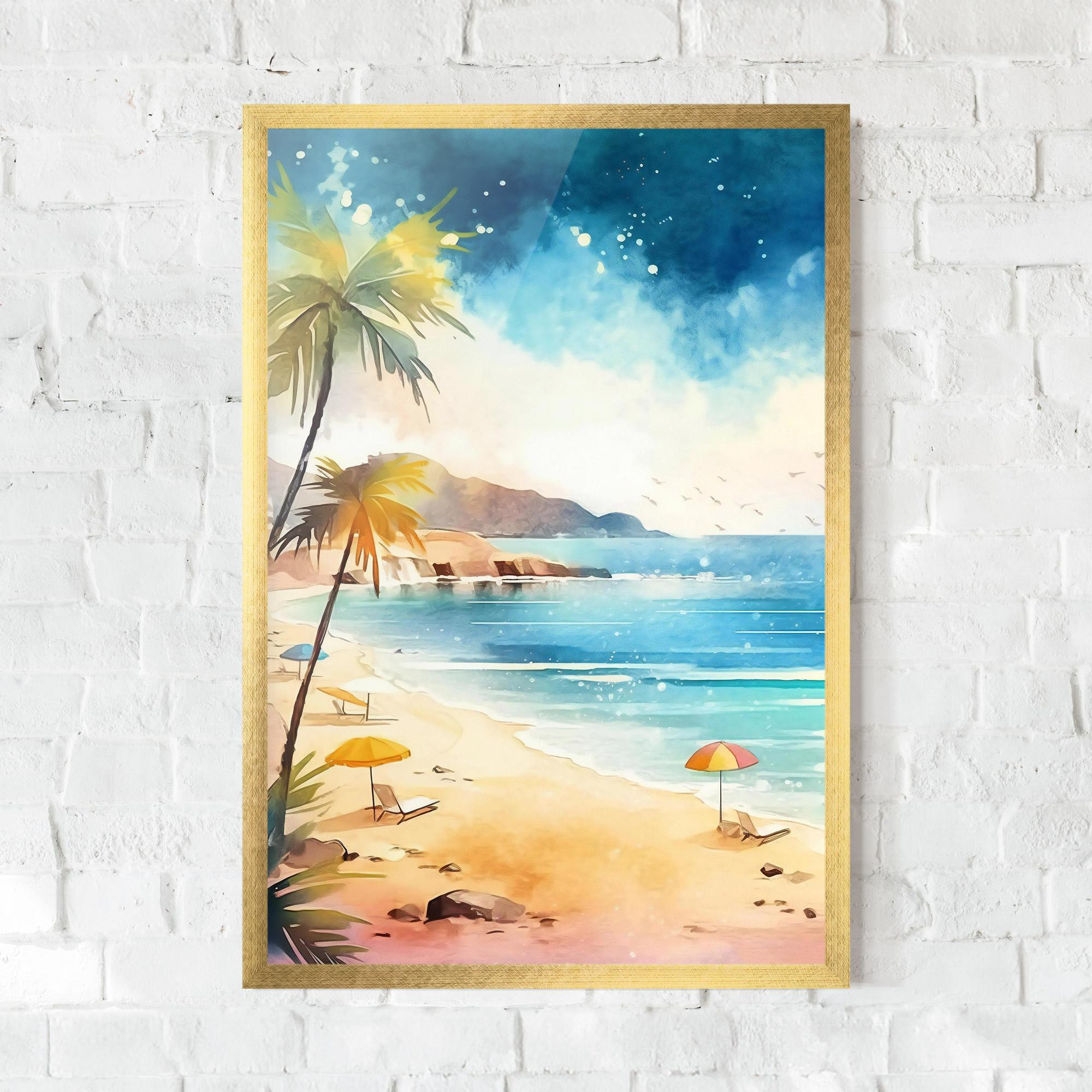 Poster Înrămat Umbrellas Beach Art mockup 0