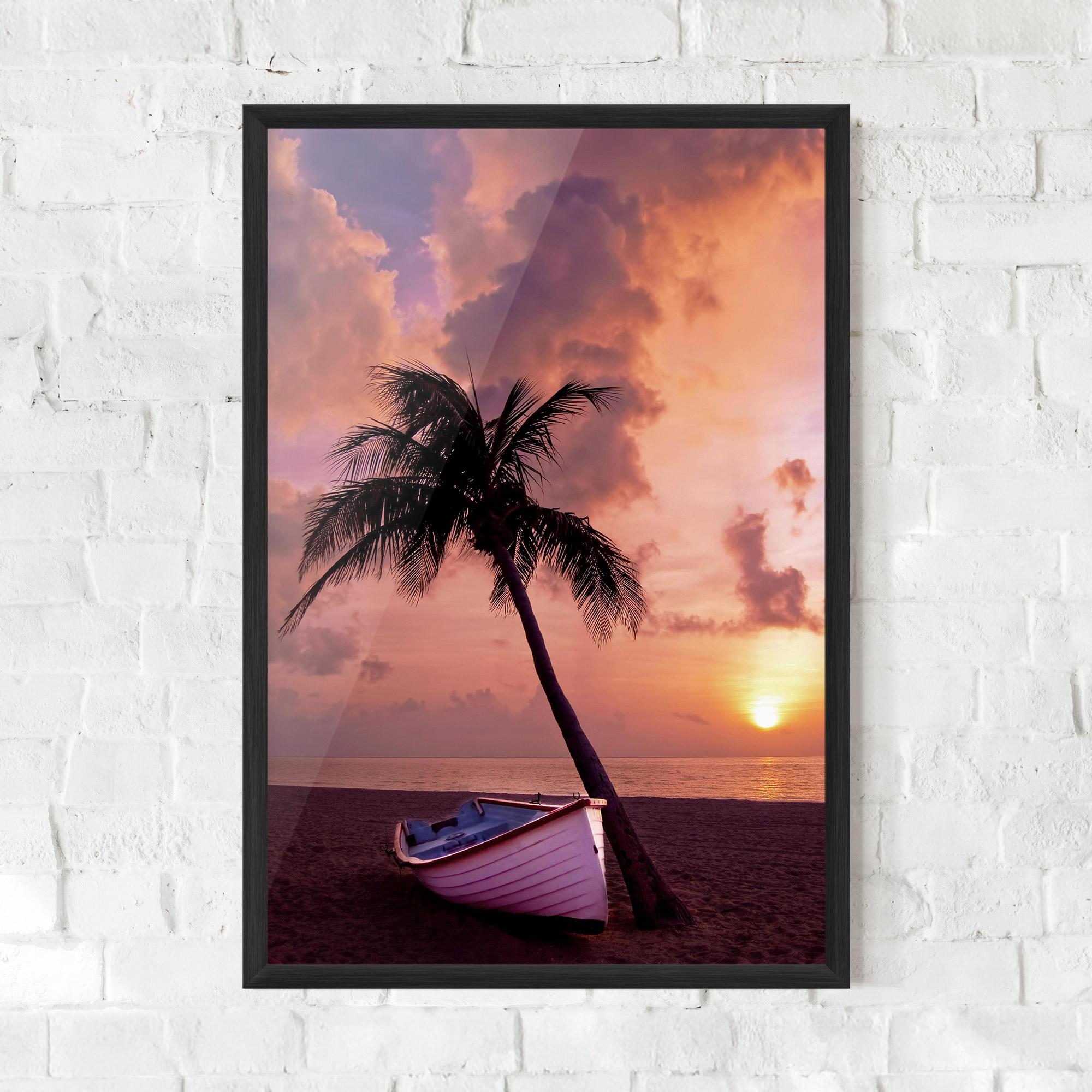 Poster Înrămat Boat Purple Sunset mockup 0
