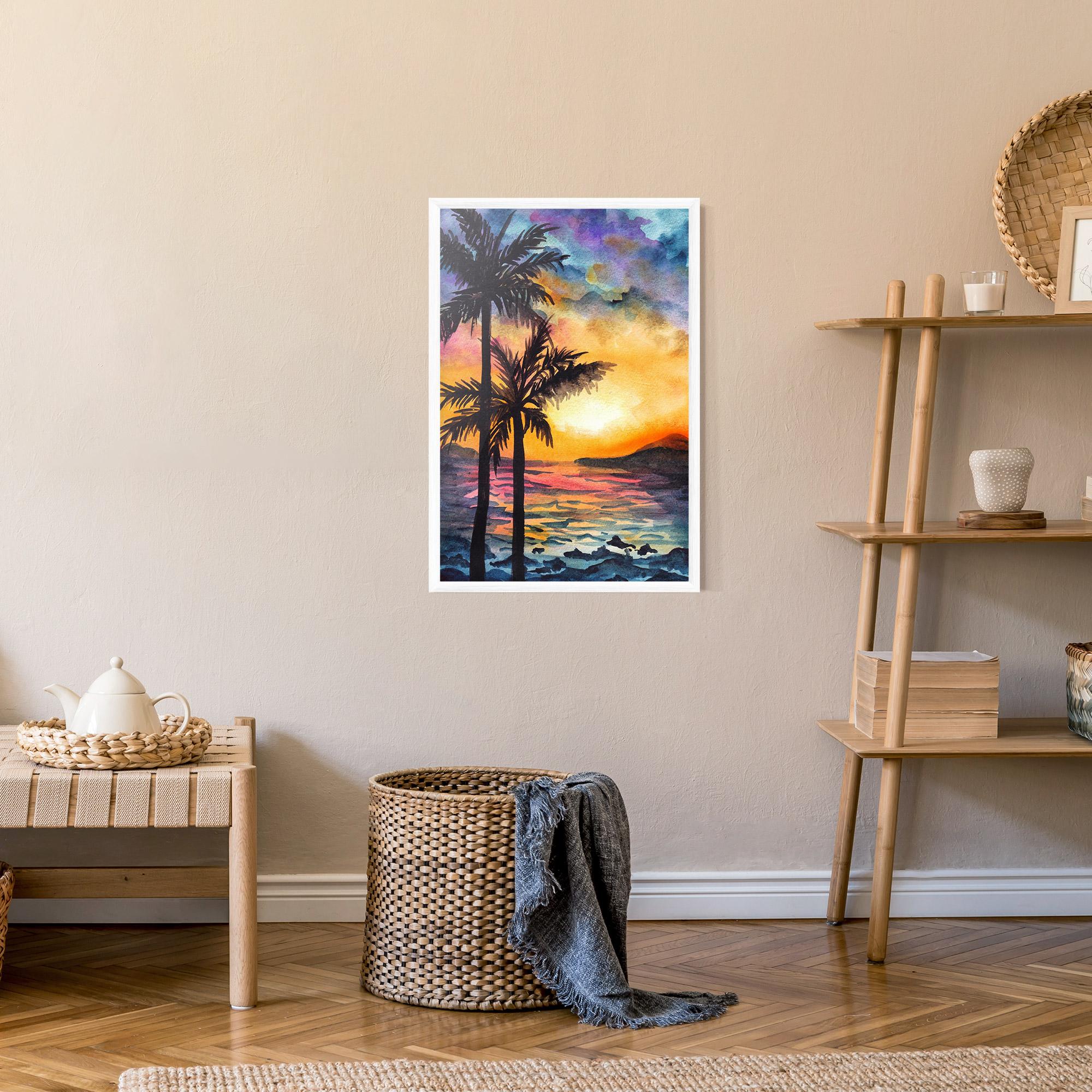 Poster Înrămat Sunset Tree Beach mockup 9