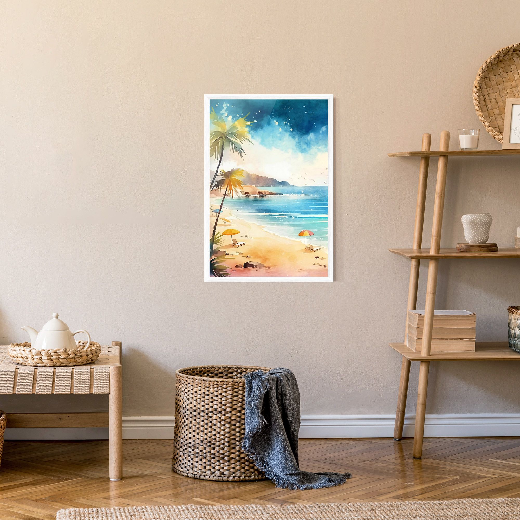 Umbrellas Beach Art mockup 9