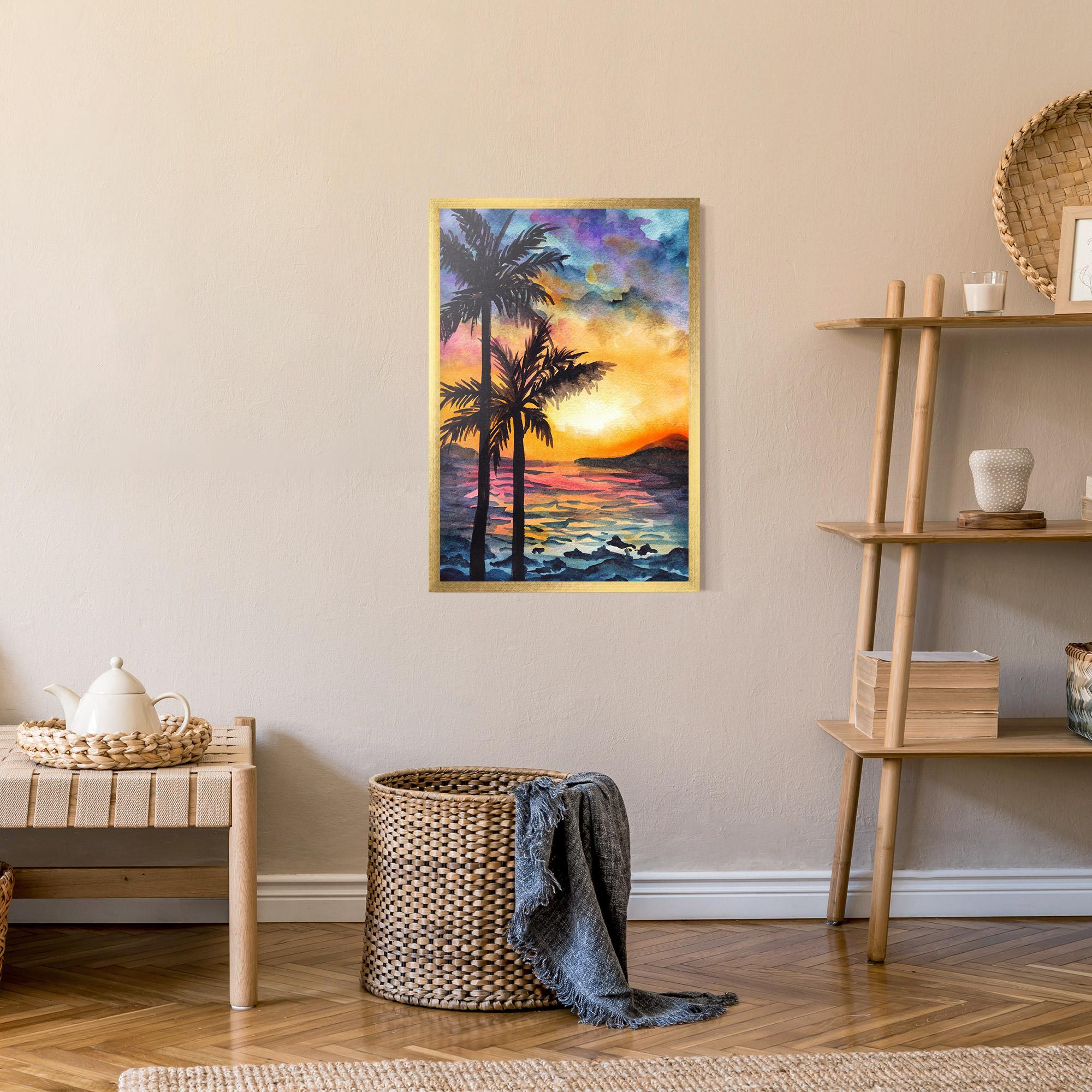 Poster Înrămat Sunset Tree Beach mockup 9