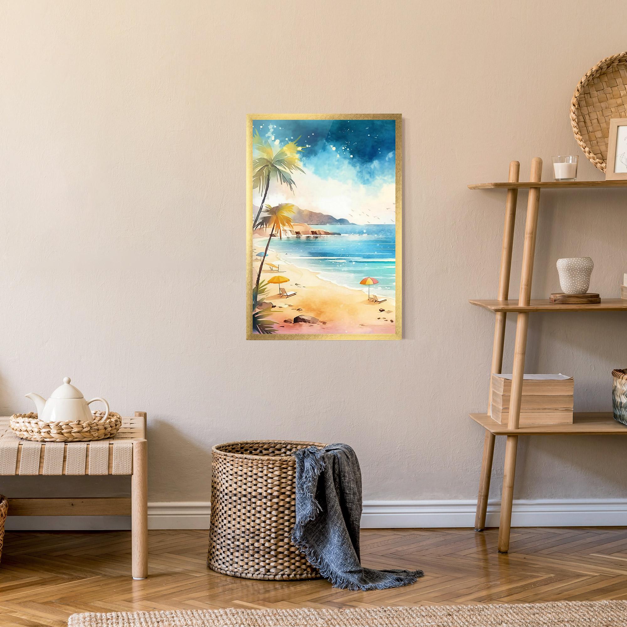 Poster Înrămat Umbrellas Beach Art mockup 9