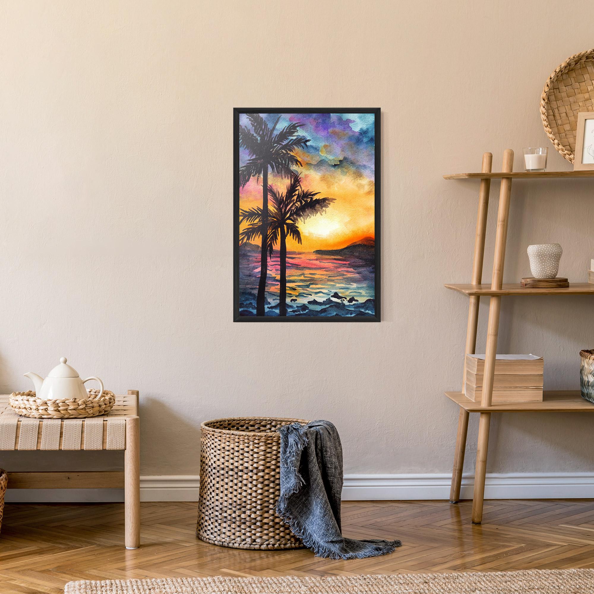 Poster Înrămat Sunset Tree Beach mockup 9