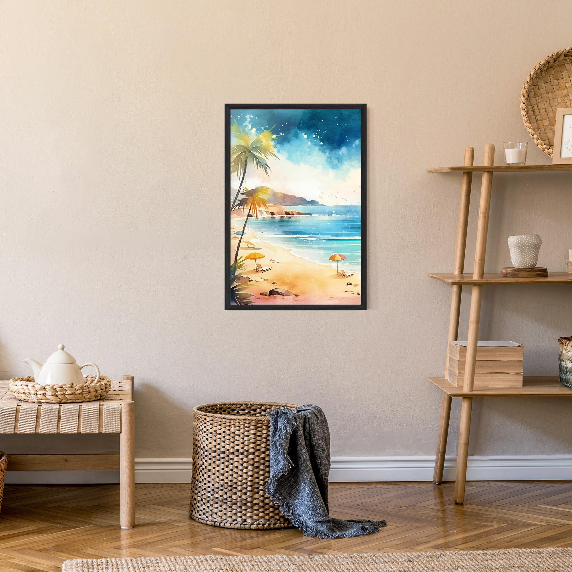 Poster Înrămat Umbrellas Beach Art mockup 9