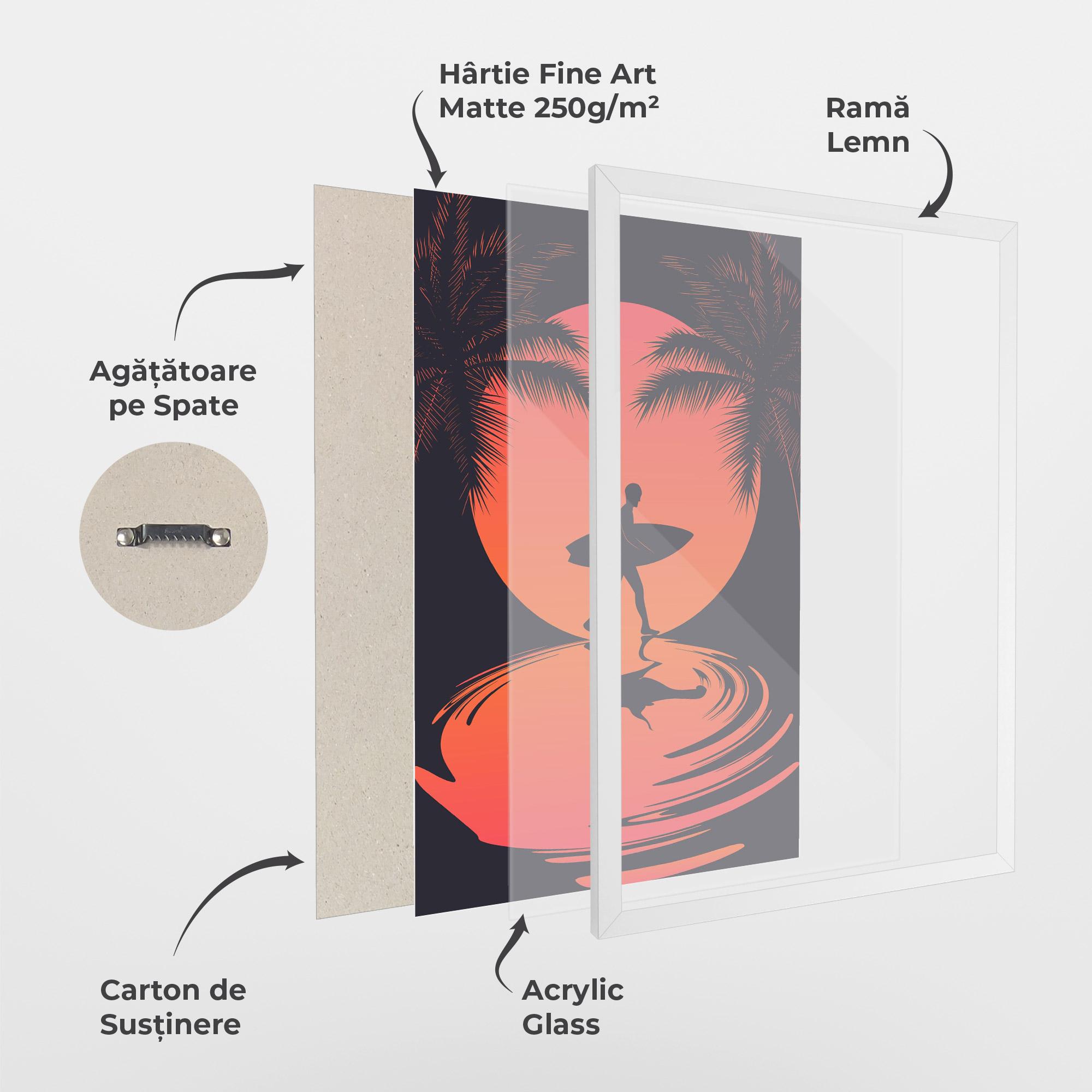 Poster Înrămat Orange Surfer Art mockup 1