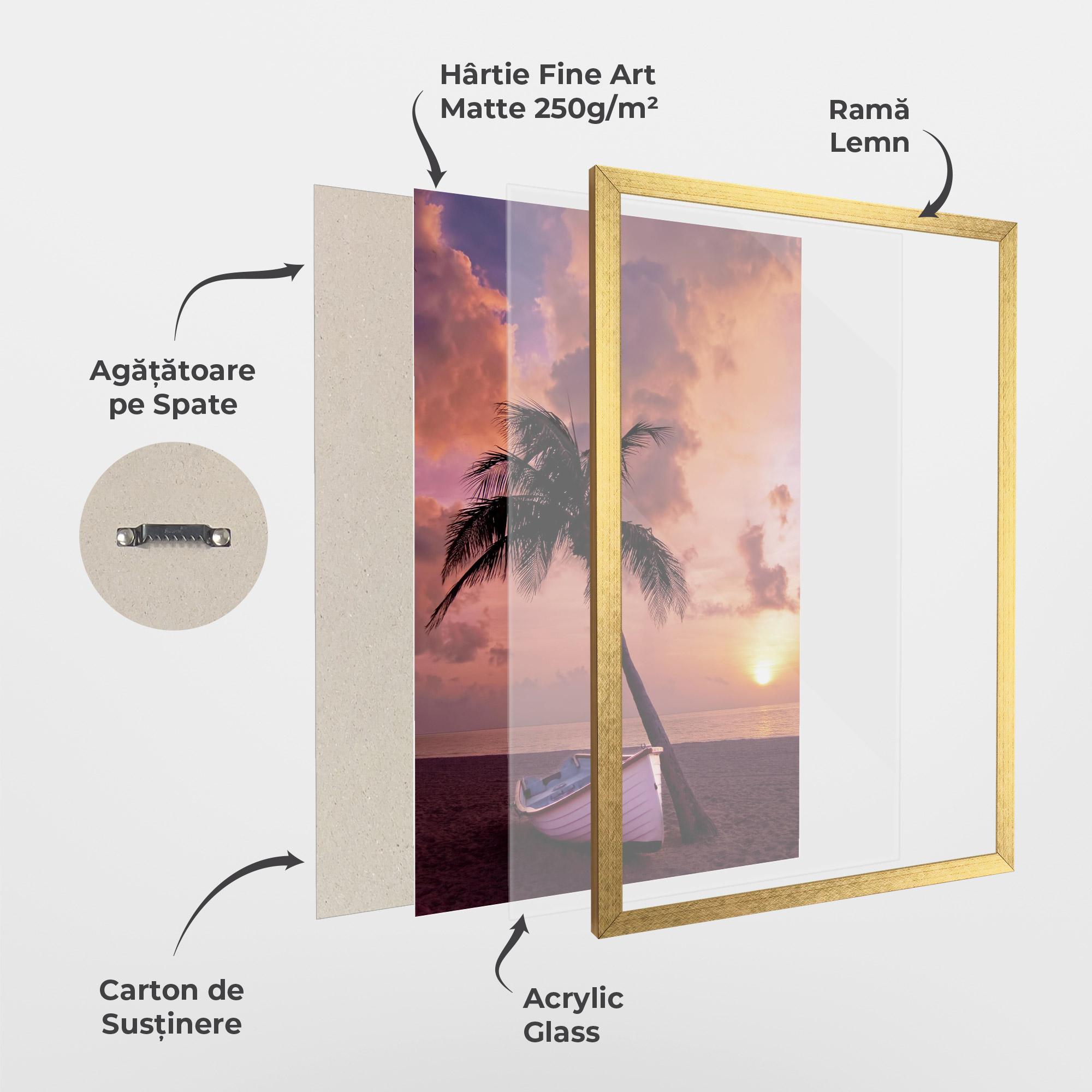 Poster Înrămat Boat Purple Sunset mockup 1