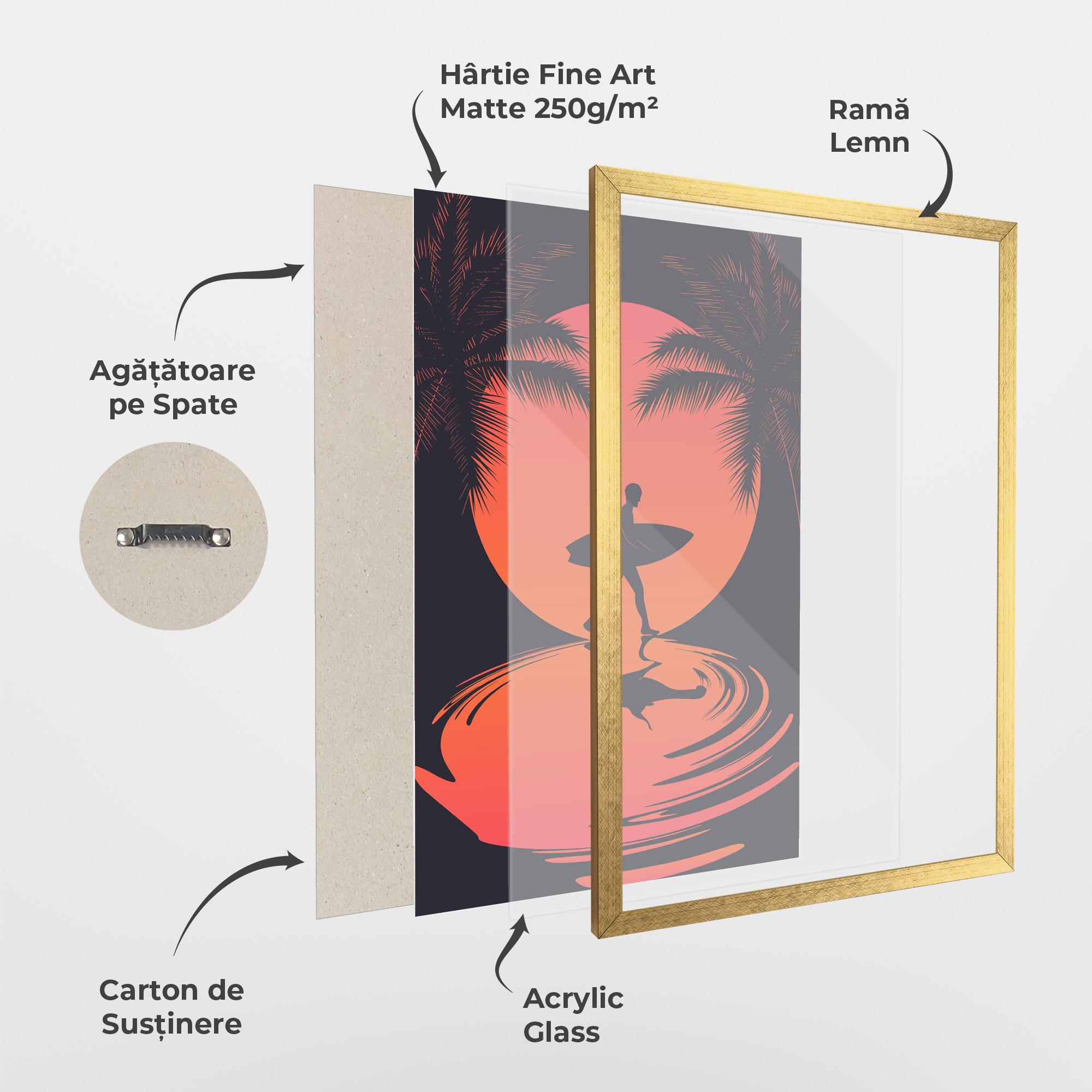 Poster Înrămat Orange Surfer Art mockup 1