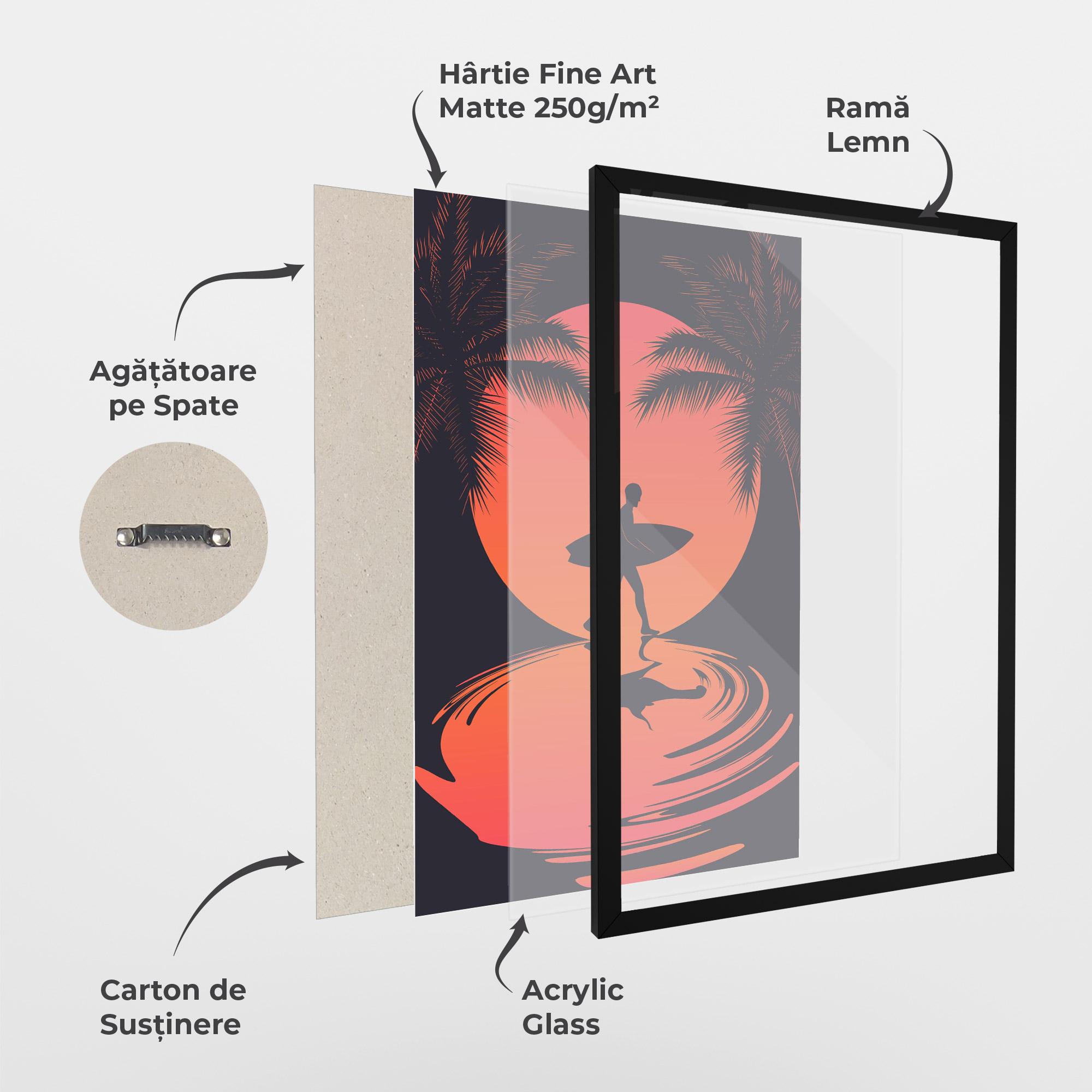 Poster Înrămat Orange Surfer Art mockup 1