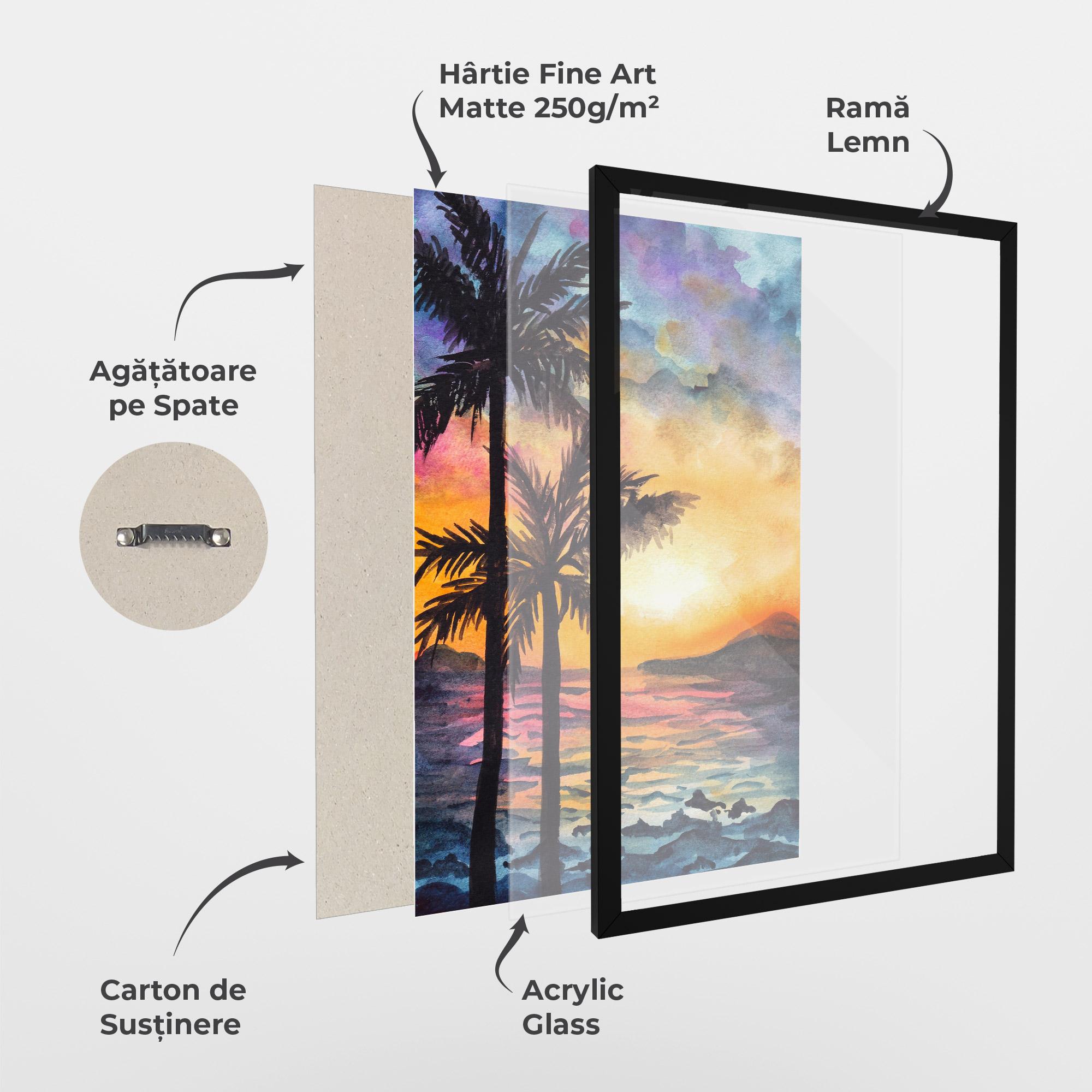 Poster Înrămat Sunset Tree Beach mockup 1