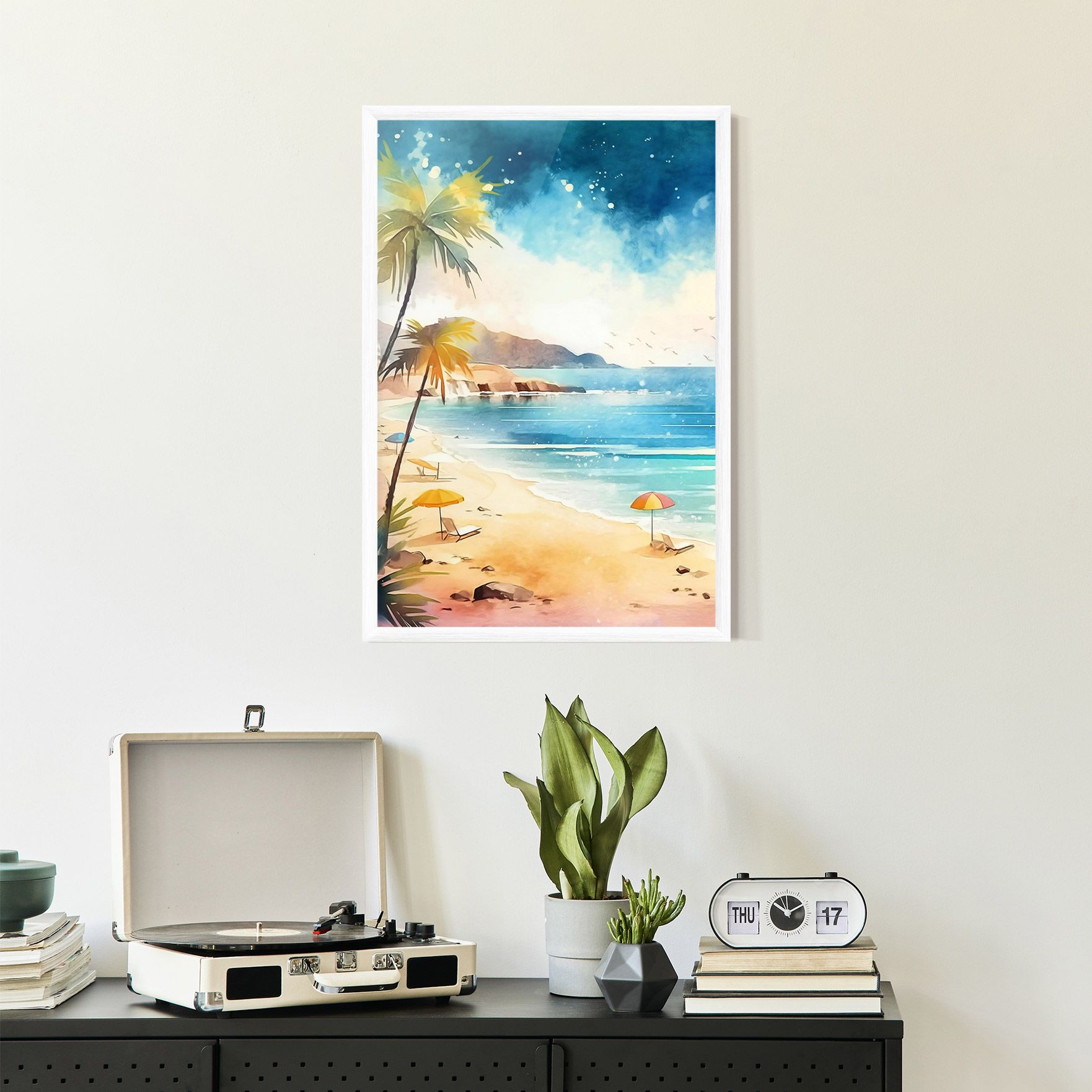 Umbrellas Beach Art mockup 2