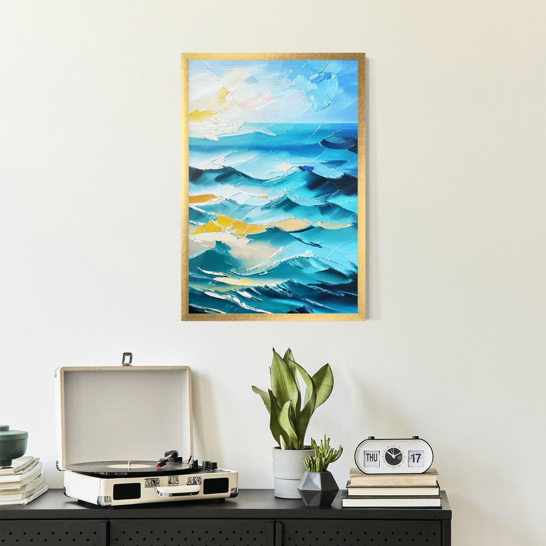 Poster Înrămat Blue Ocean Painting mockup 2