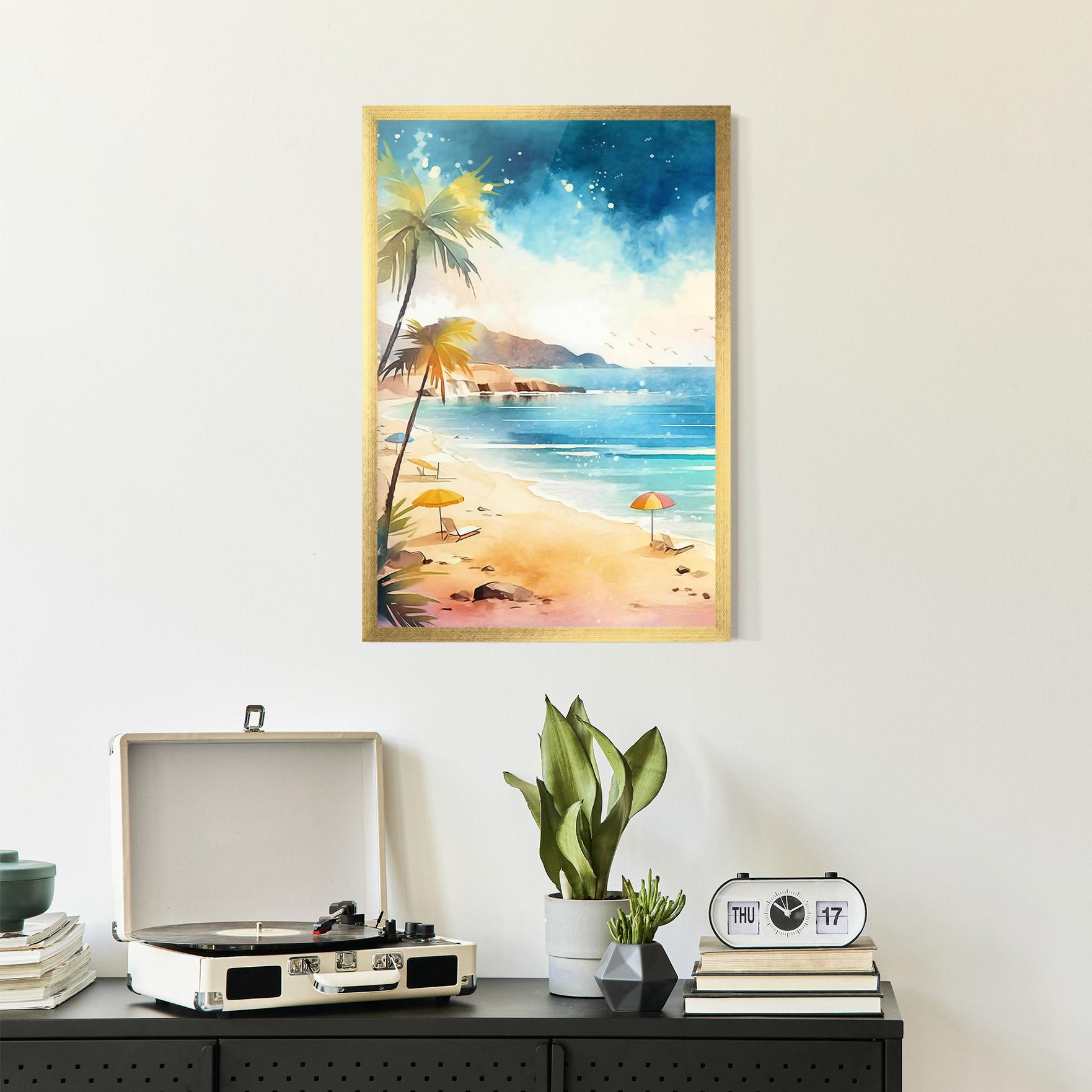 Poster Înrămat Umbrellas Beach Art mockup 2