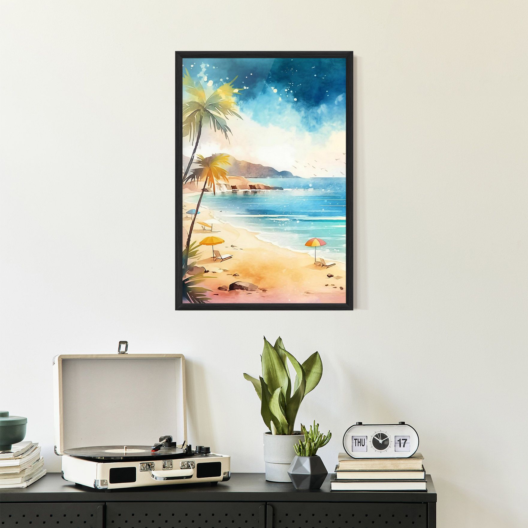 Umbrellas Beach Art mockup 2