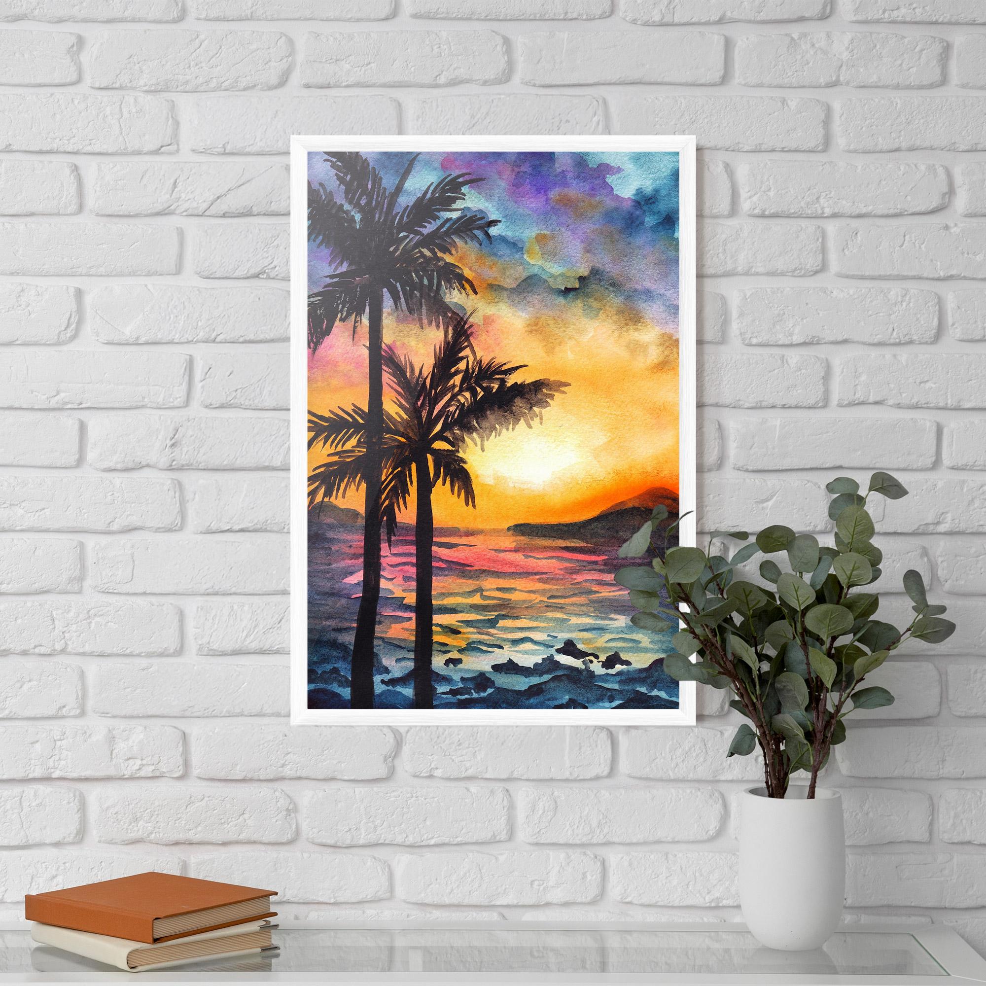 Poster Înrămat Sunset Tree Beach mockup 5