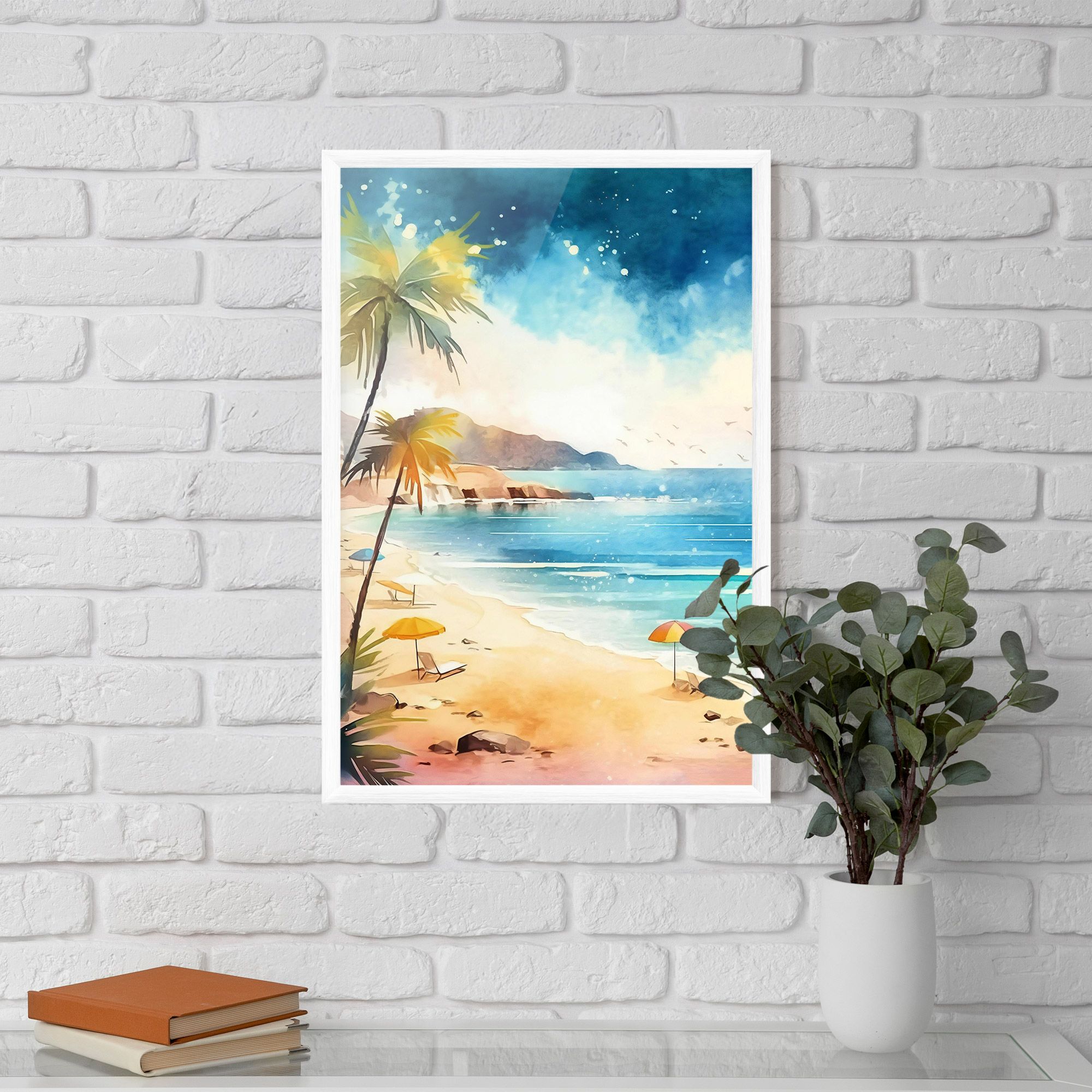 Umbrellas Beach Art mockup 5