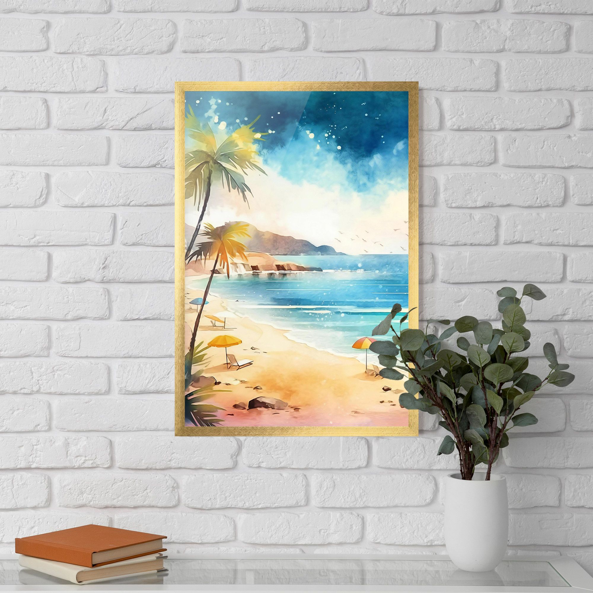 Umbrellas Beach Art mockup 5