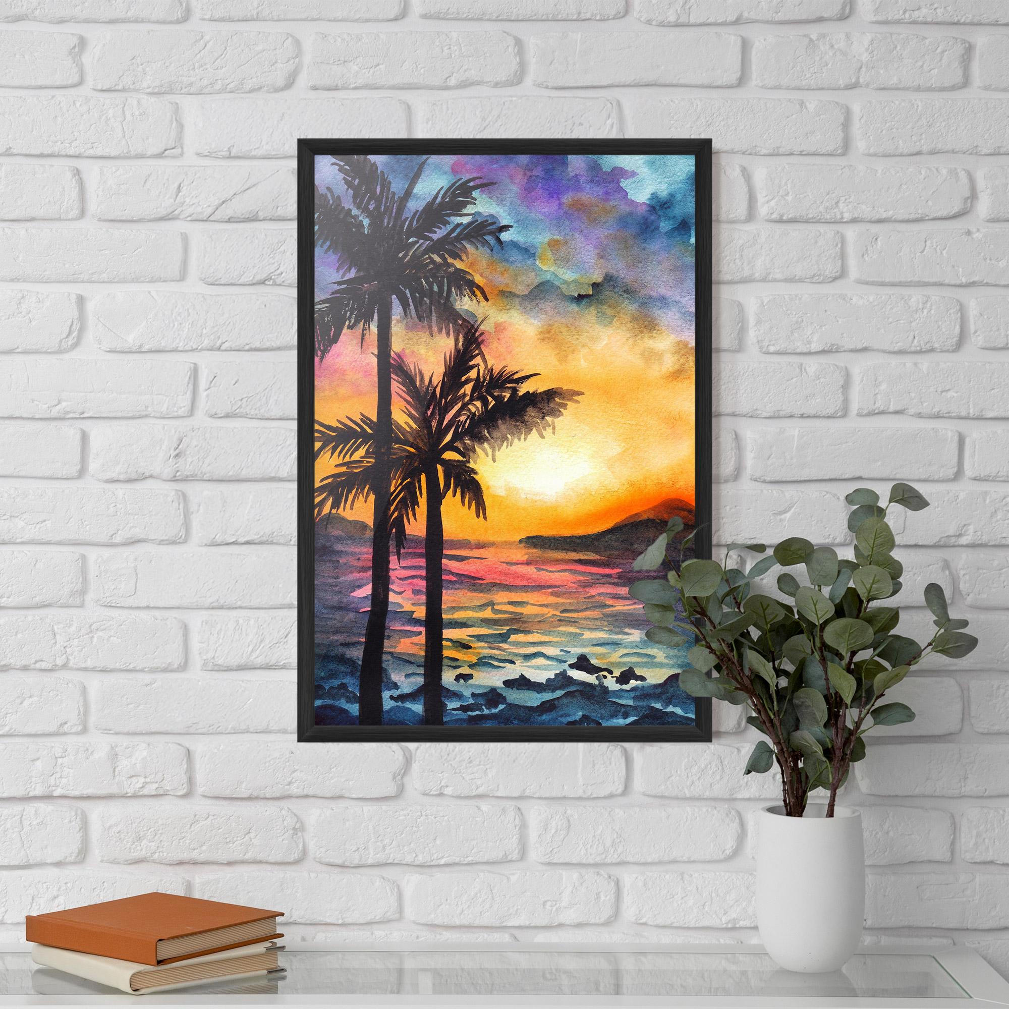 Poster Înrămat Sunset Tree Beach mockup 5
