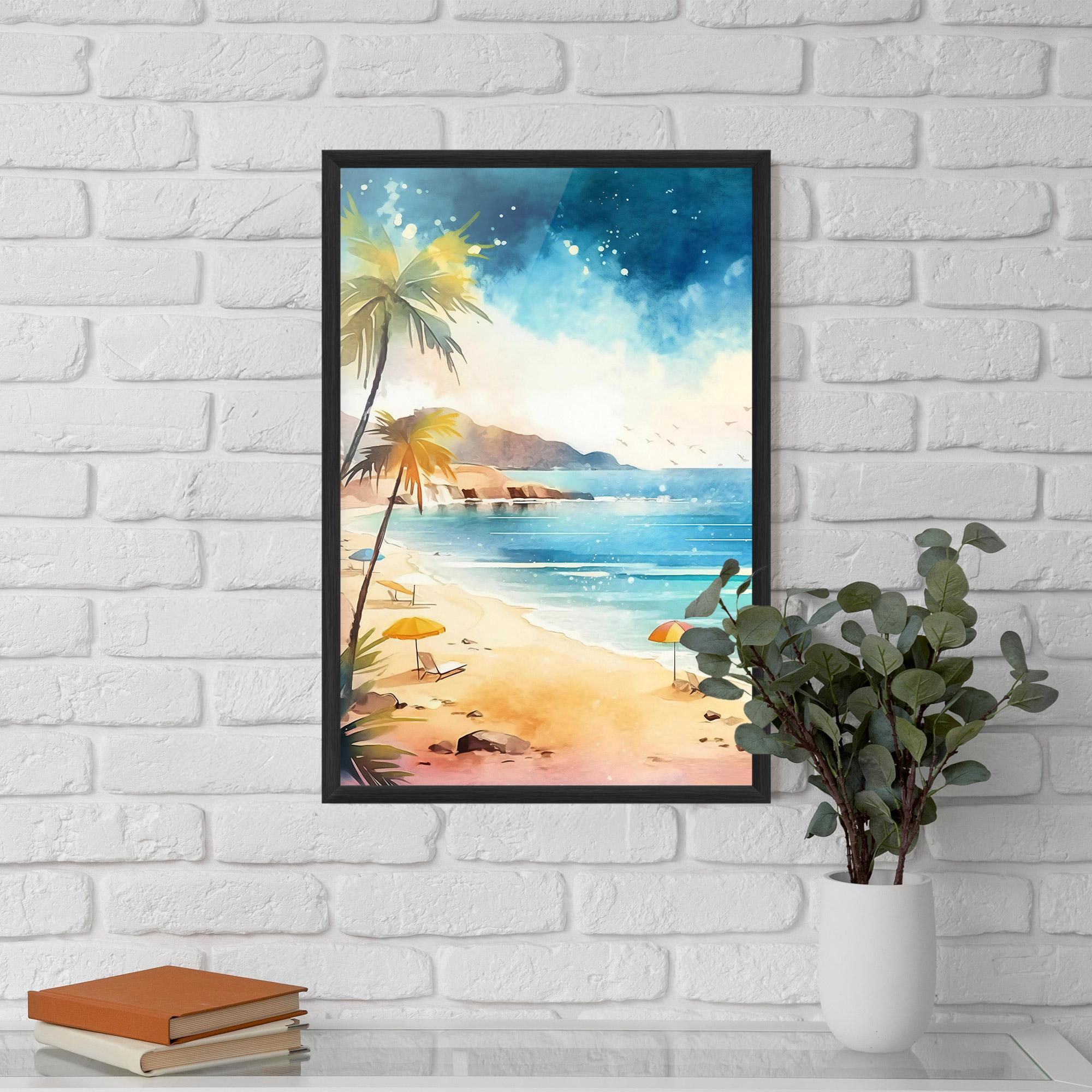 Poster Înrămat Umbrellas Beach Art mockup 5