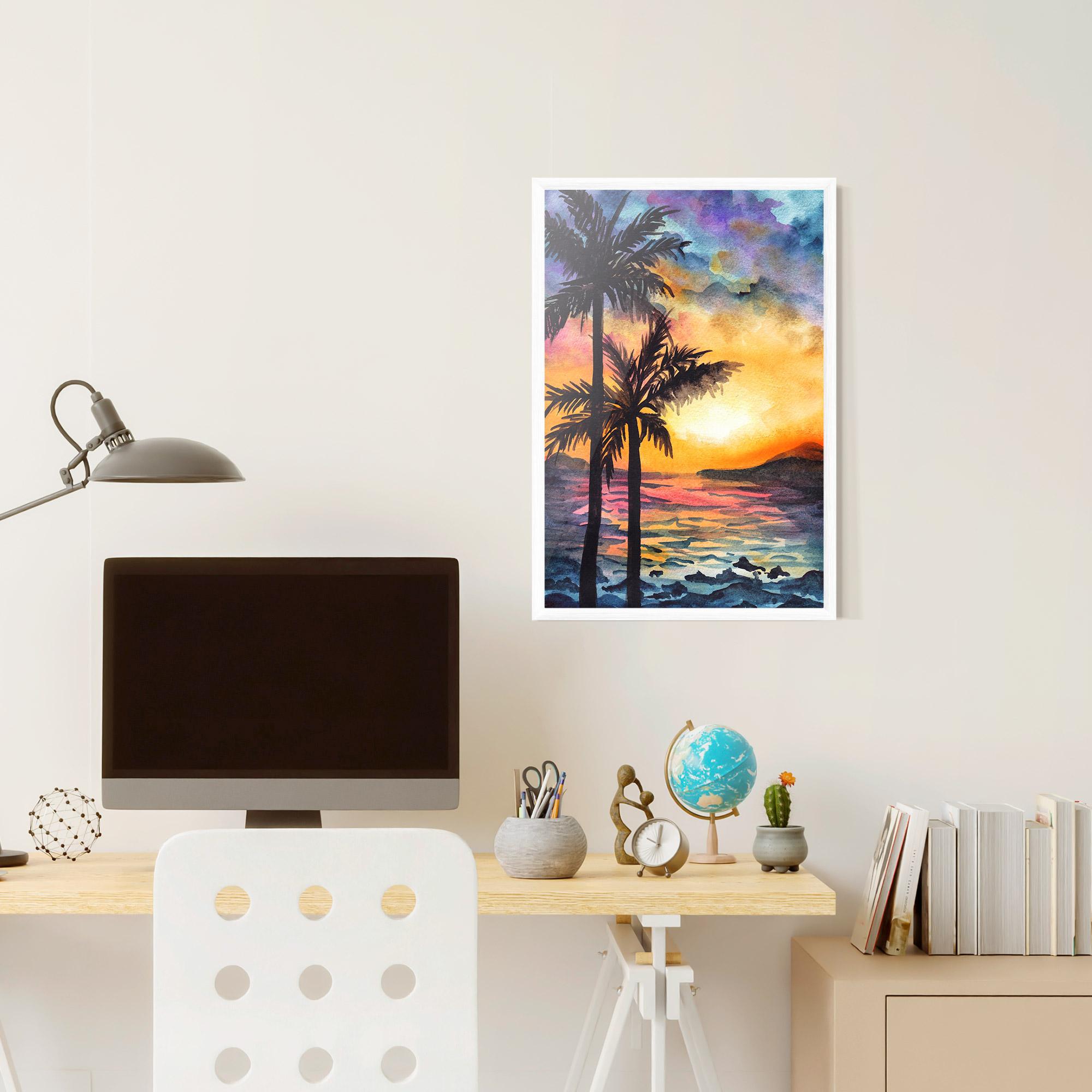Poster Înrămat Sunset Tree Beach mockup 6