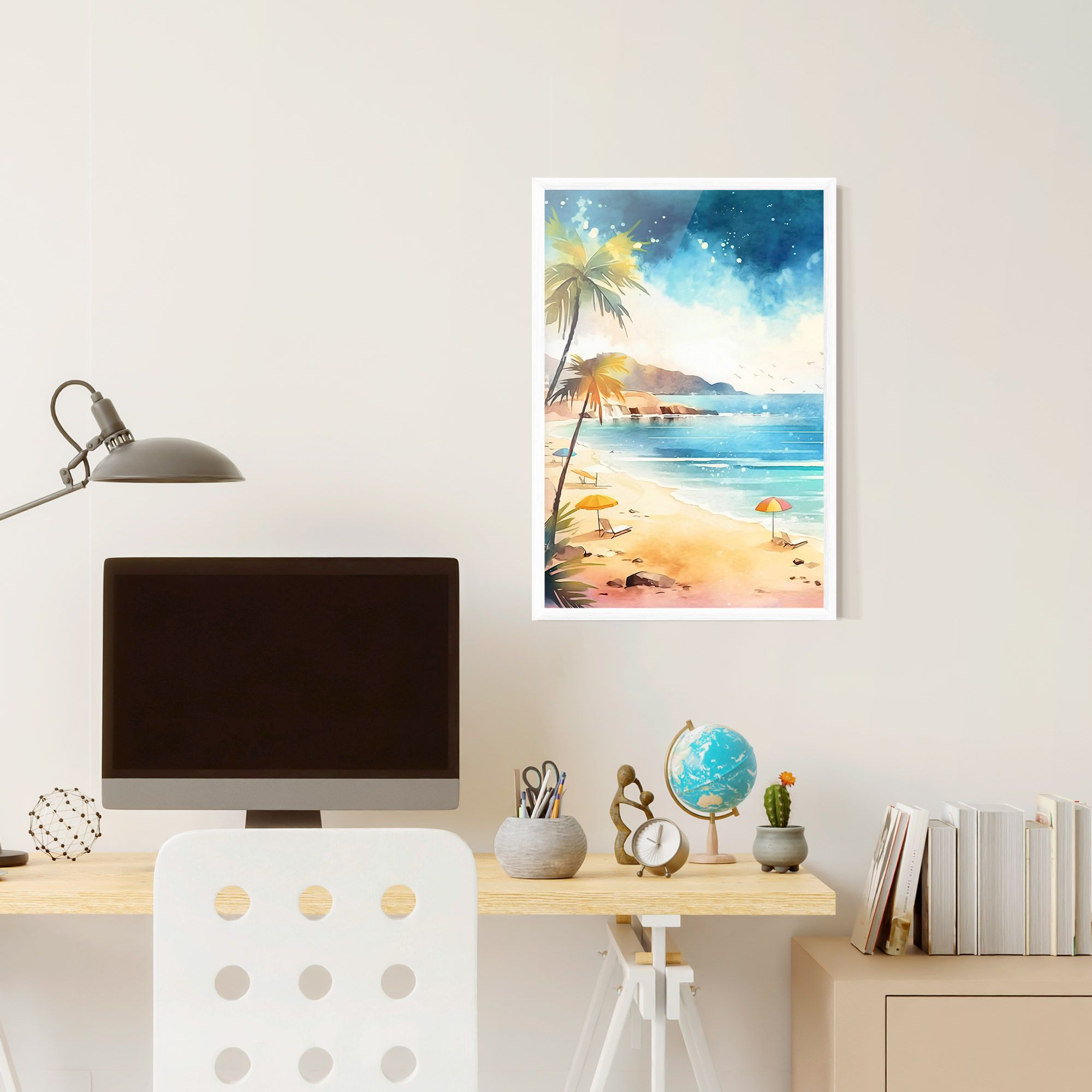 Umbrellas Beach Art mockup 6