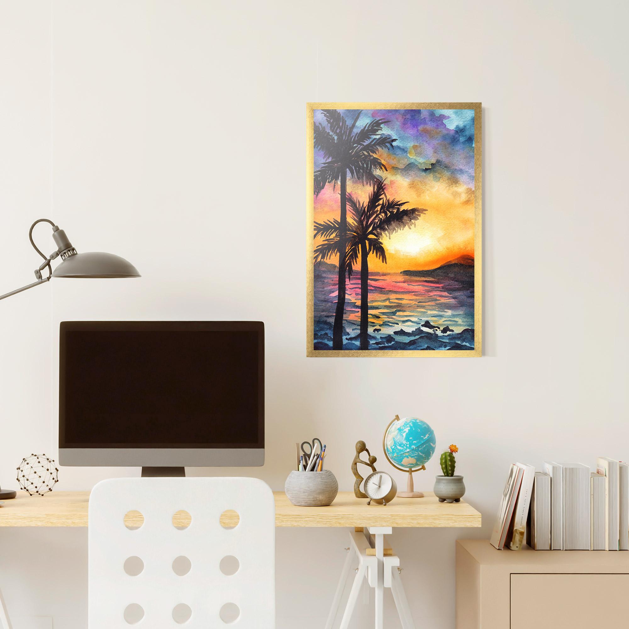 Poster Înrămat Sunset Tree Beach mockup 6