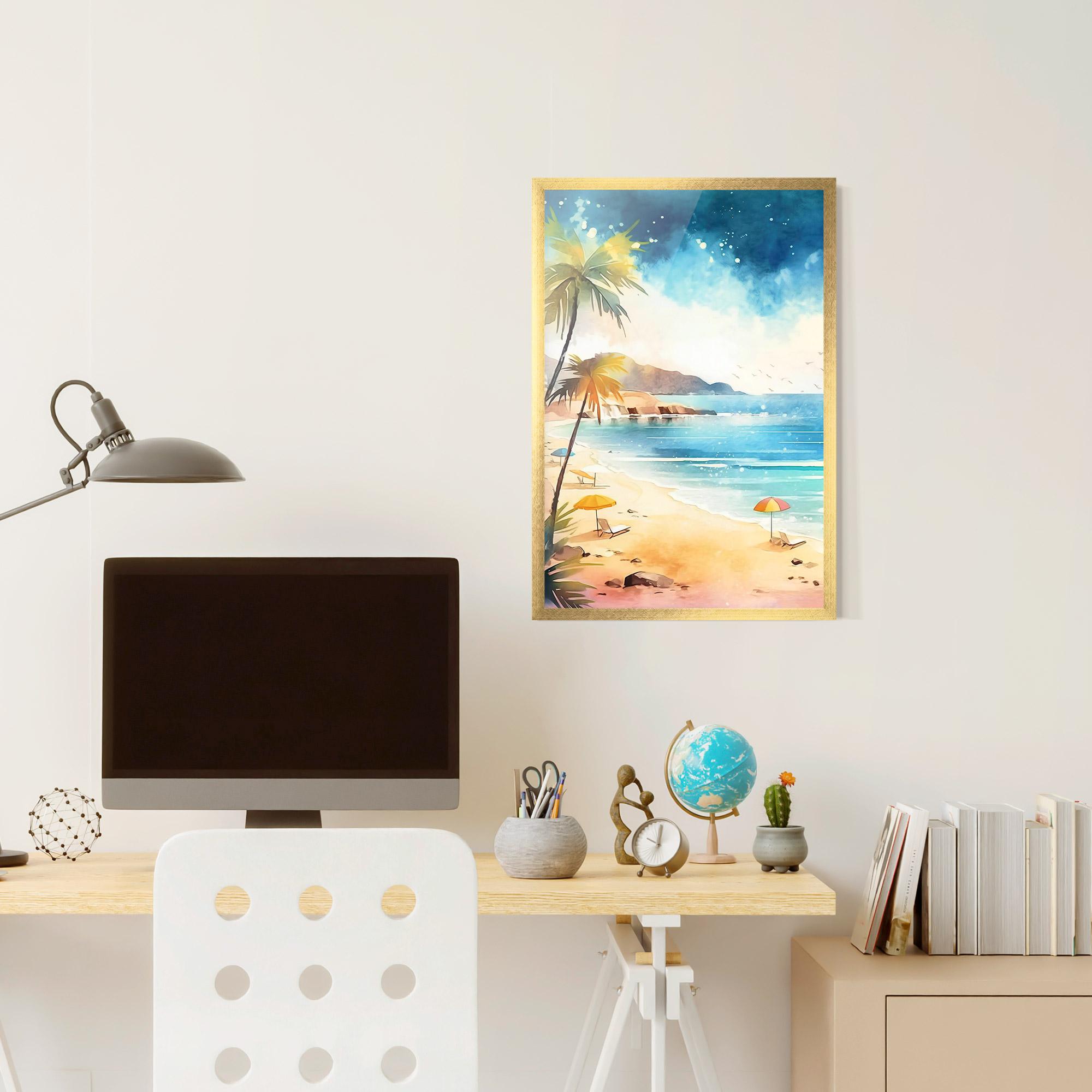 Poster Înrămat Umbrellas Beach Art mockup 6