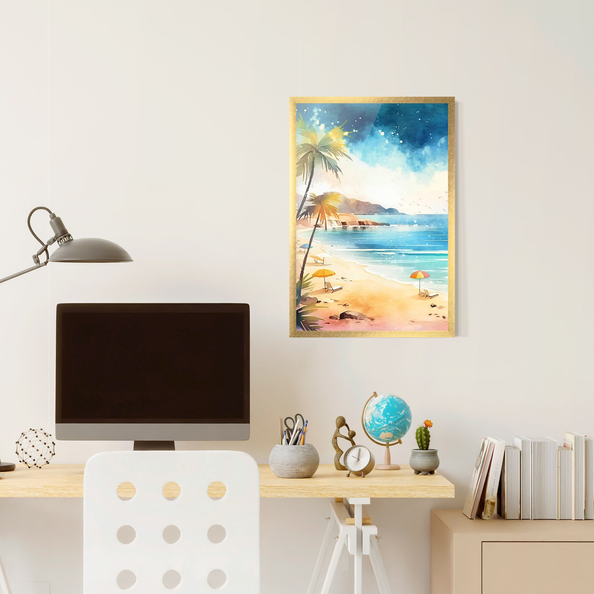 Umbrellas Beach Art mockup 6