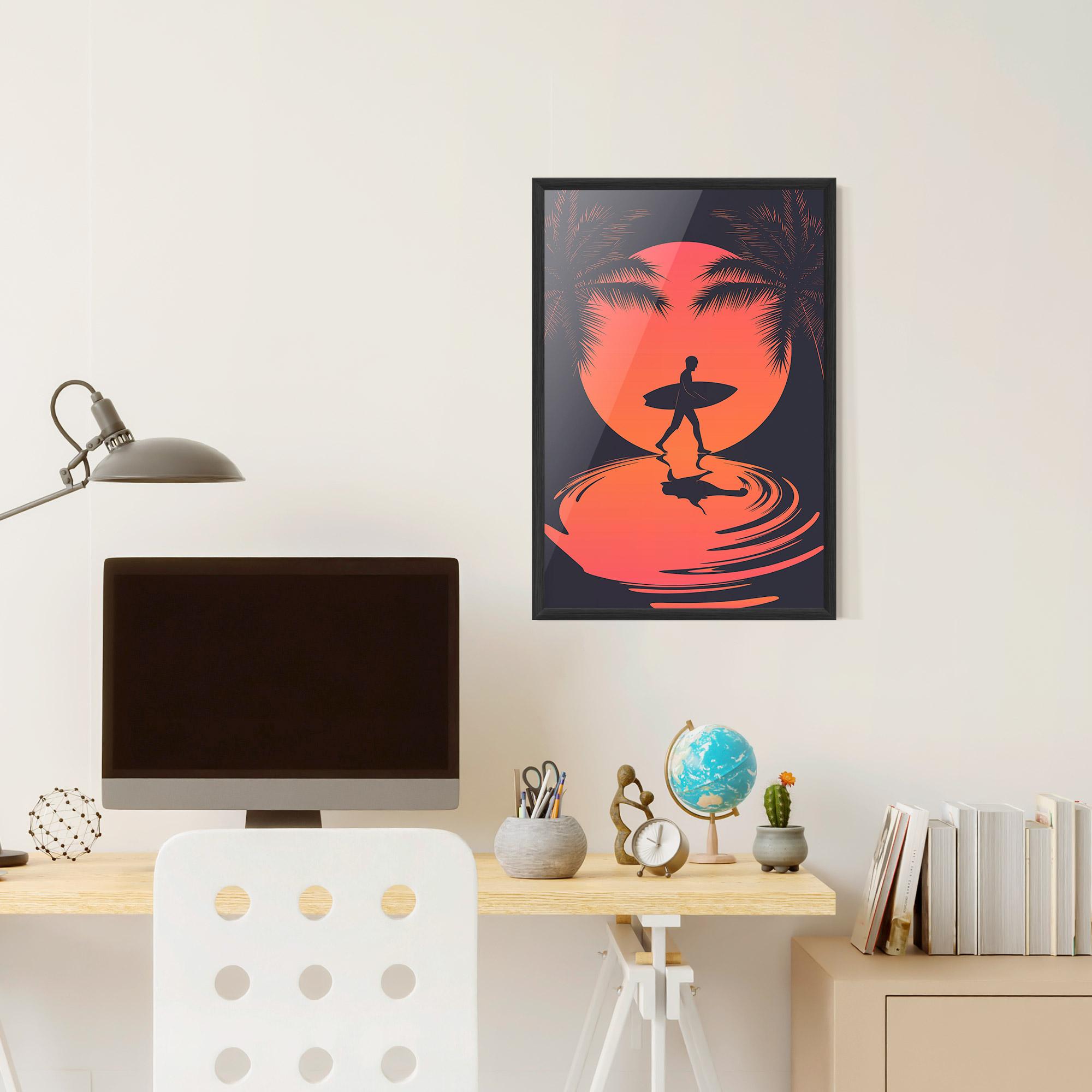 Poster Înrămat Orange Surfer Art mockup 6