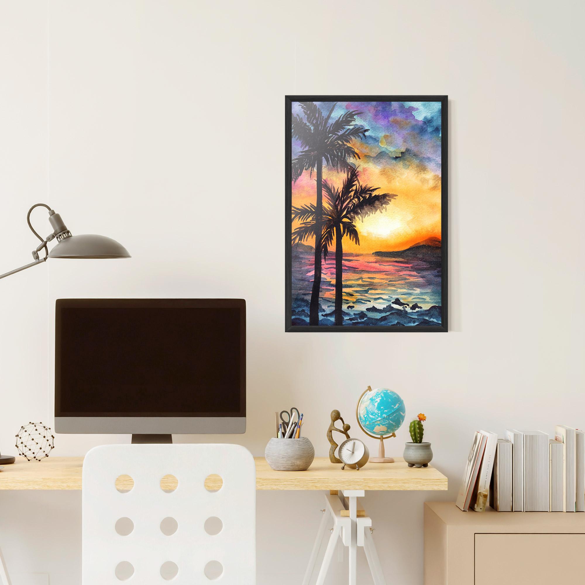 Poster Înrămat Sunset Tree Beach mockup 6