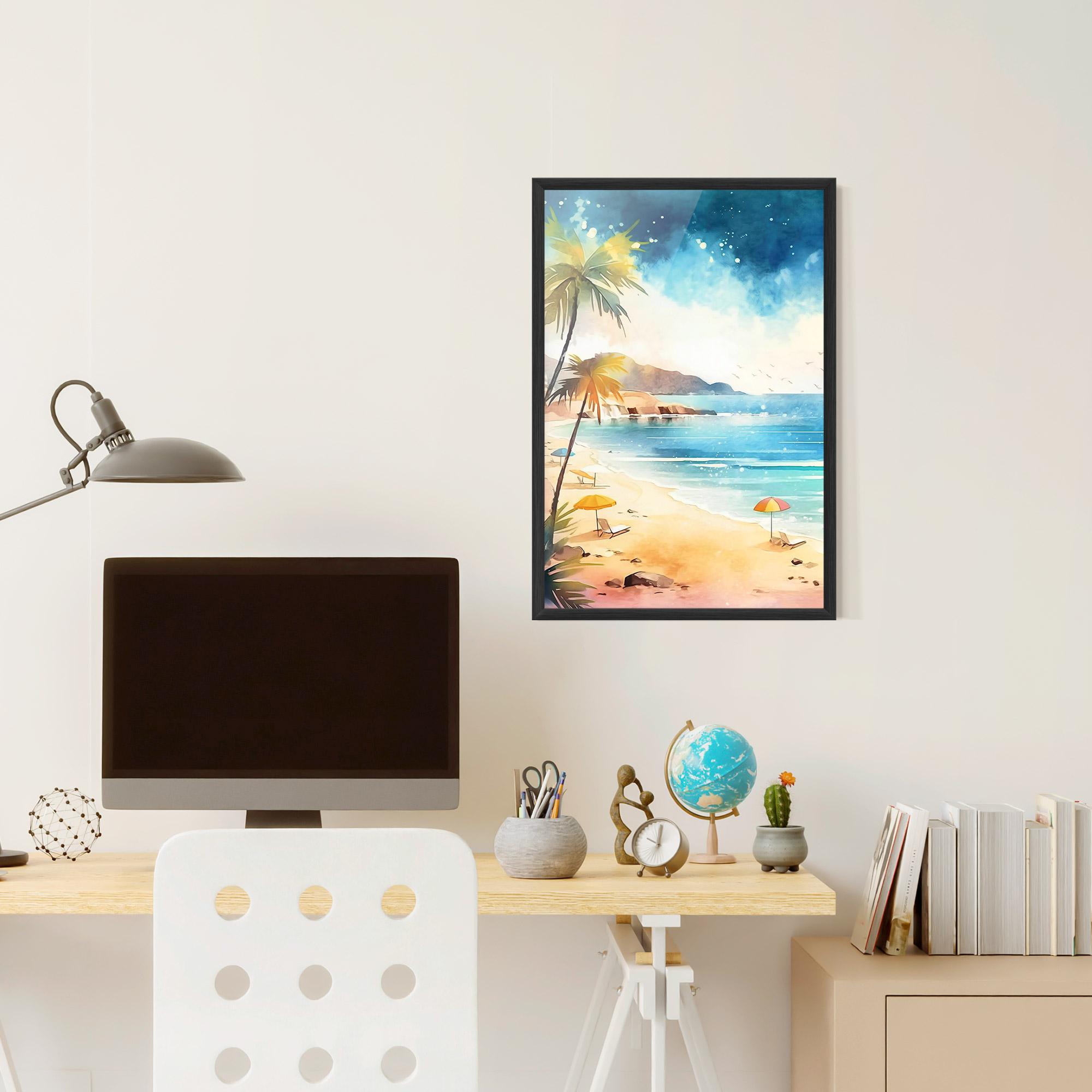 Poster Înrămat Umbrellas Beach Art mockup 6