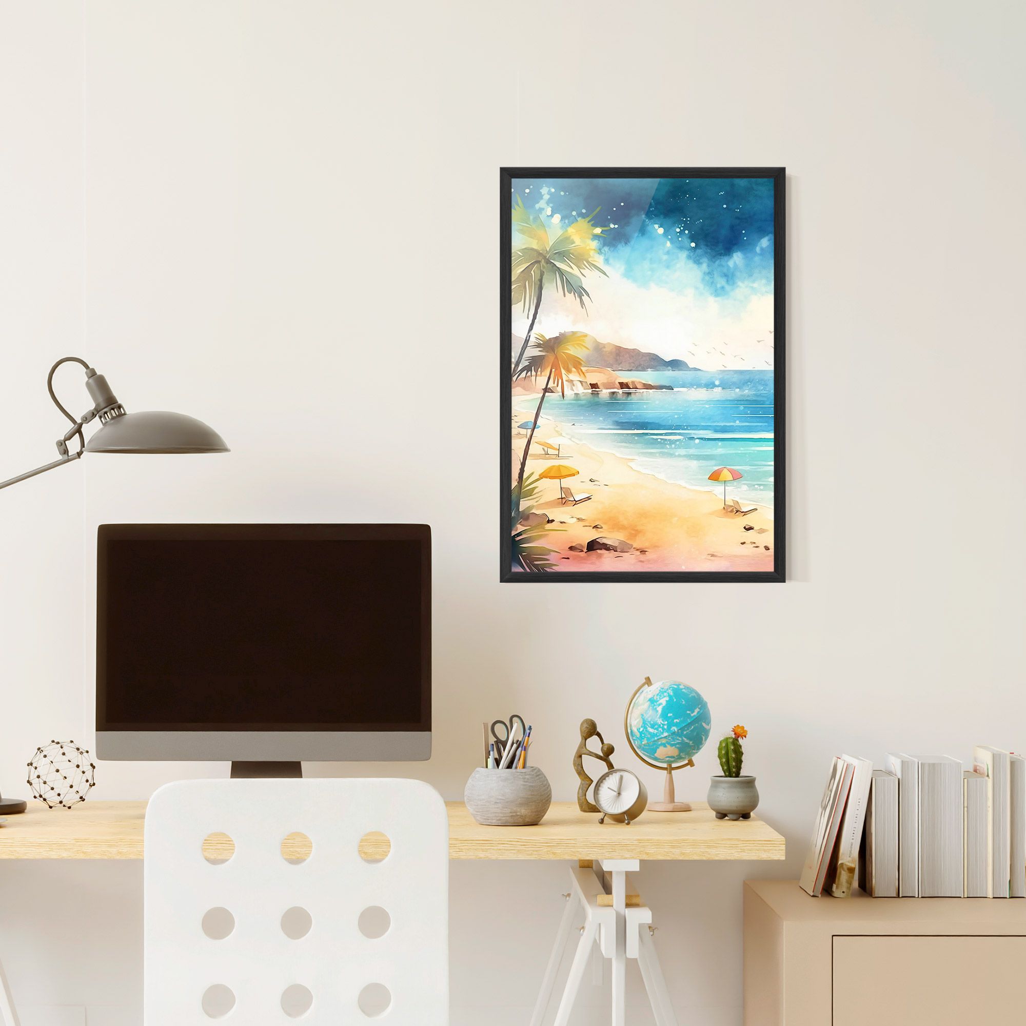 Umbrellas Beach Art mockup 6