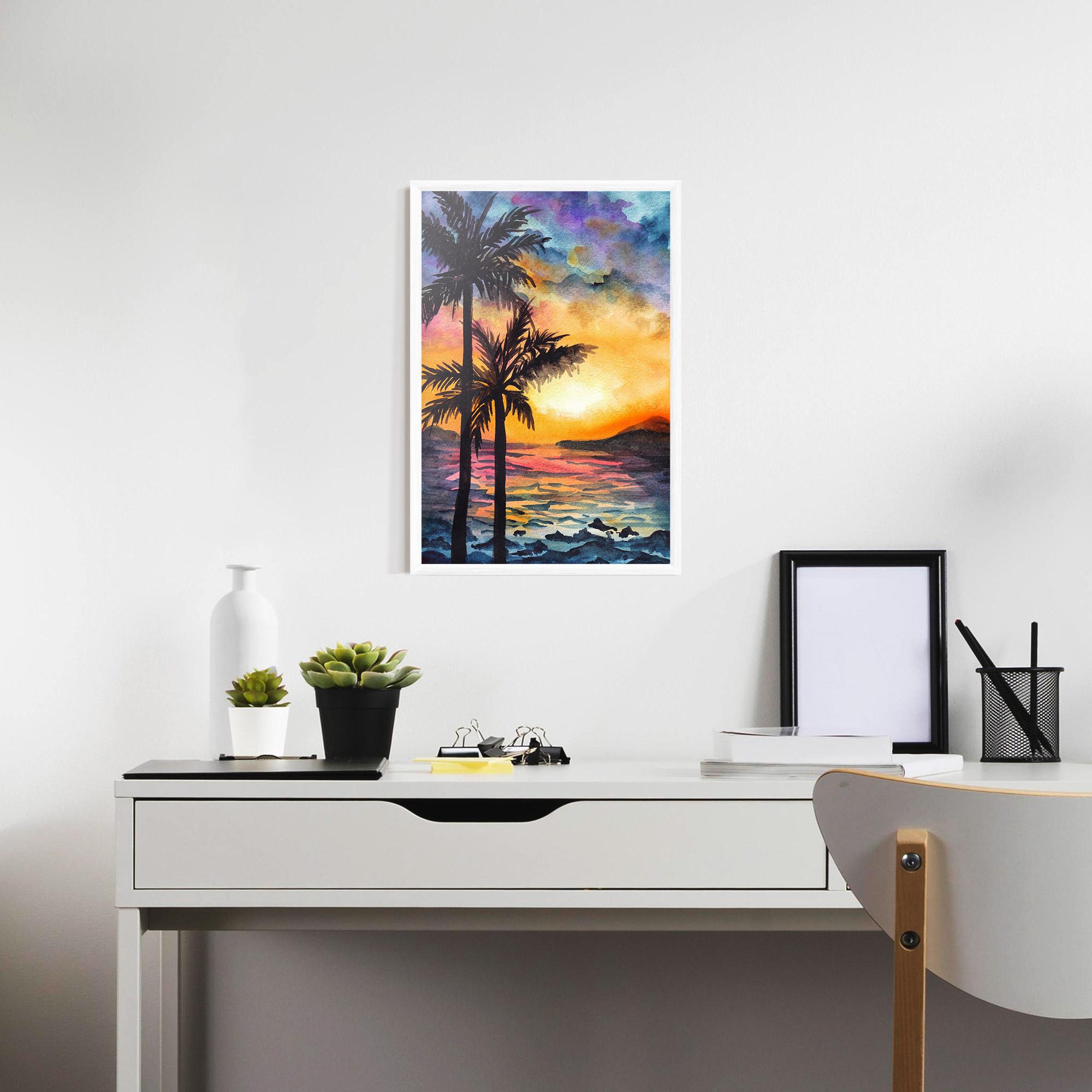 Poster Înrămat Sunset Tree Beach mockup 7