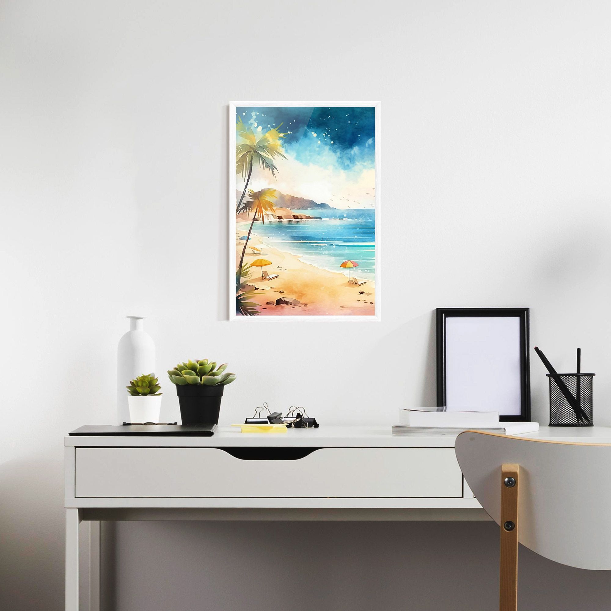 Umbrellas Beach Art mockup 7