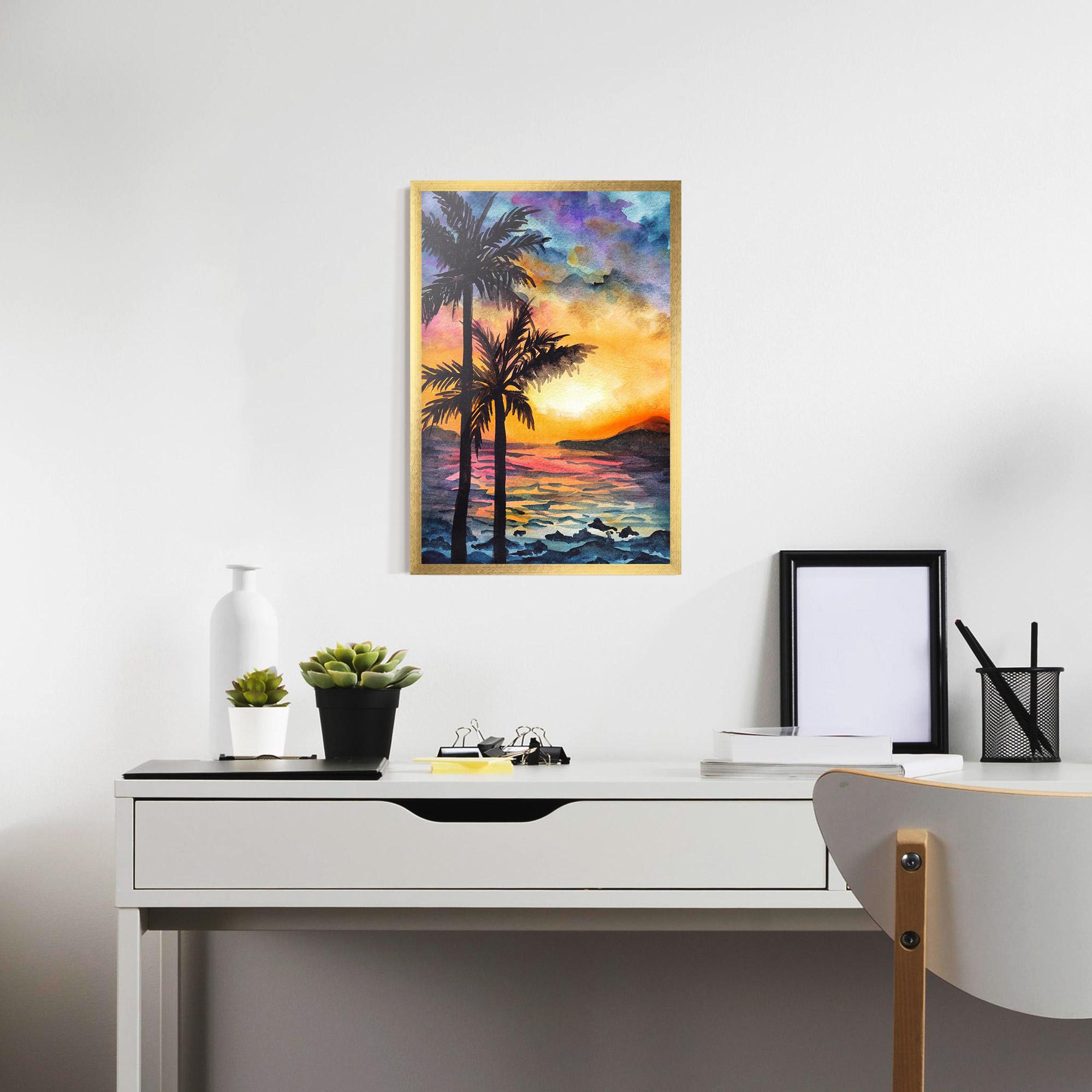 Poster Înrămat Sunset Tree Beach mockup 7