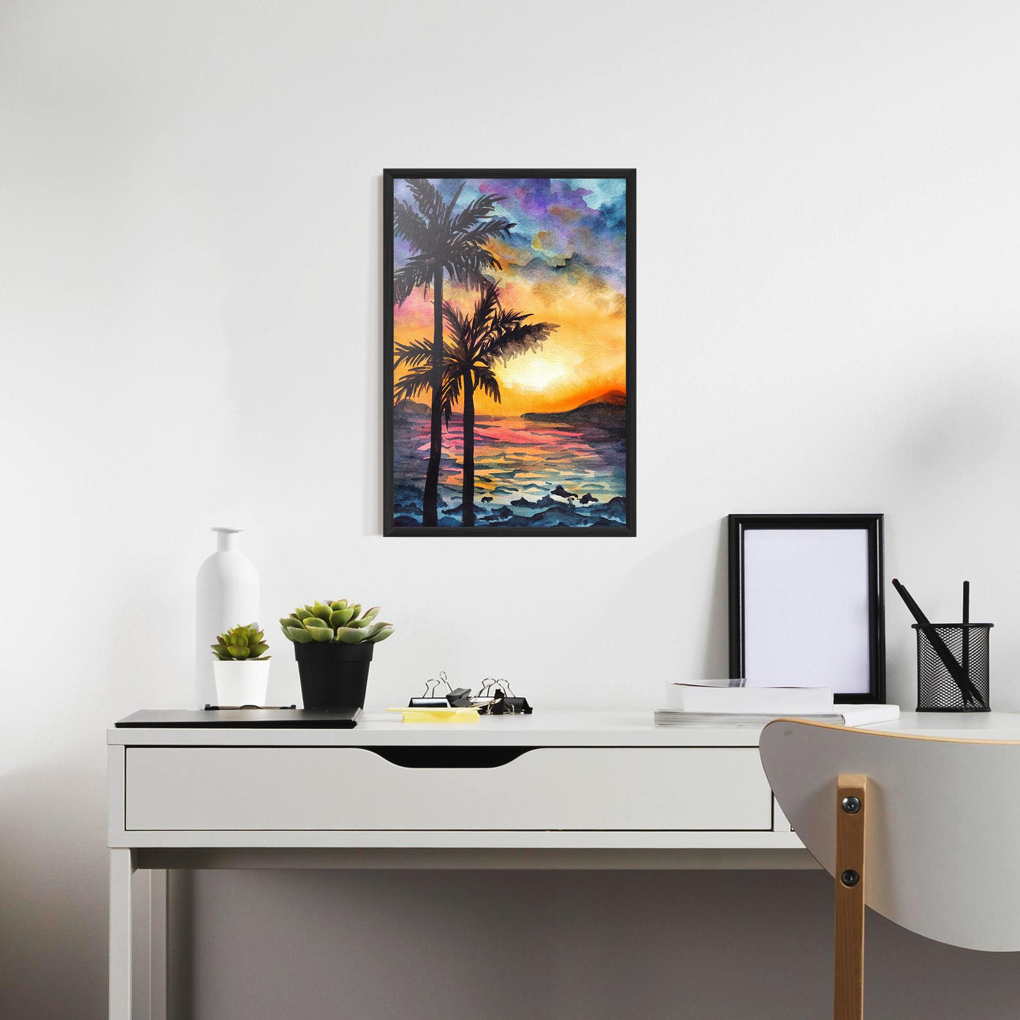 Poster Înrămat Sunset Tree Beach mockup 7