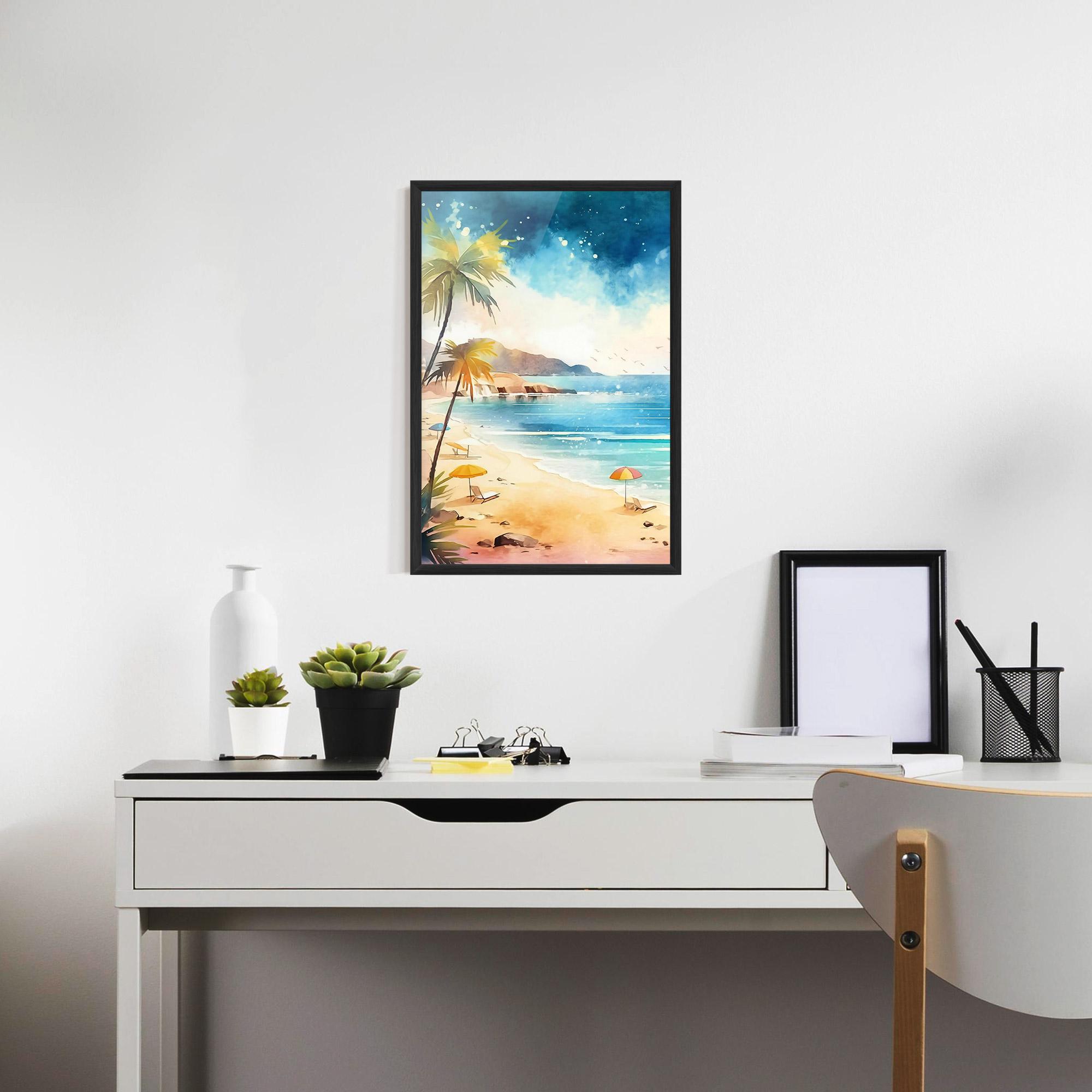 Poster Înrămat Umbrellas Beach Art mockup 7