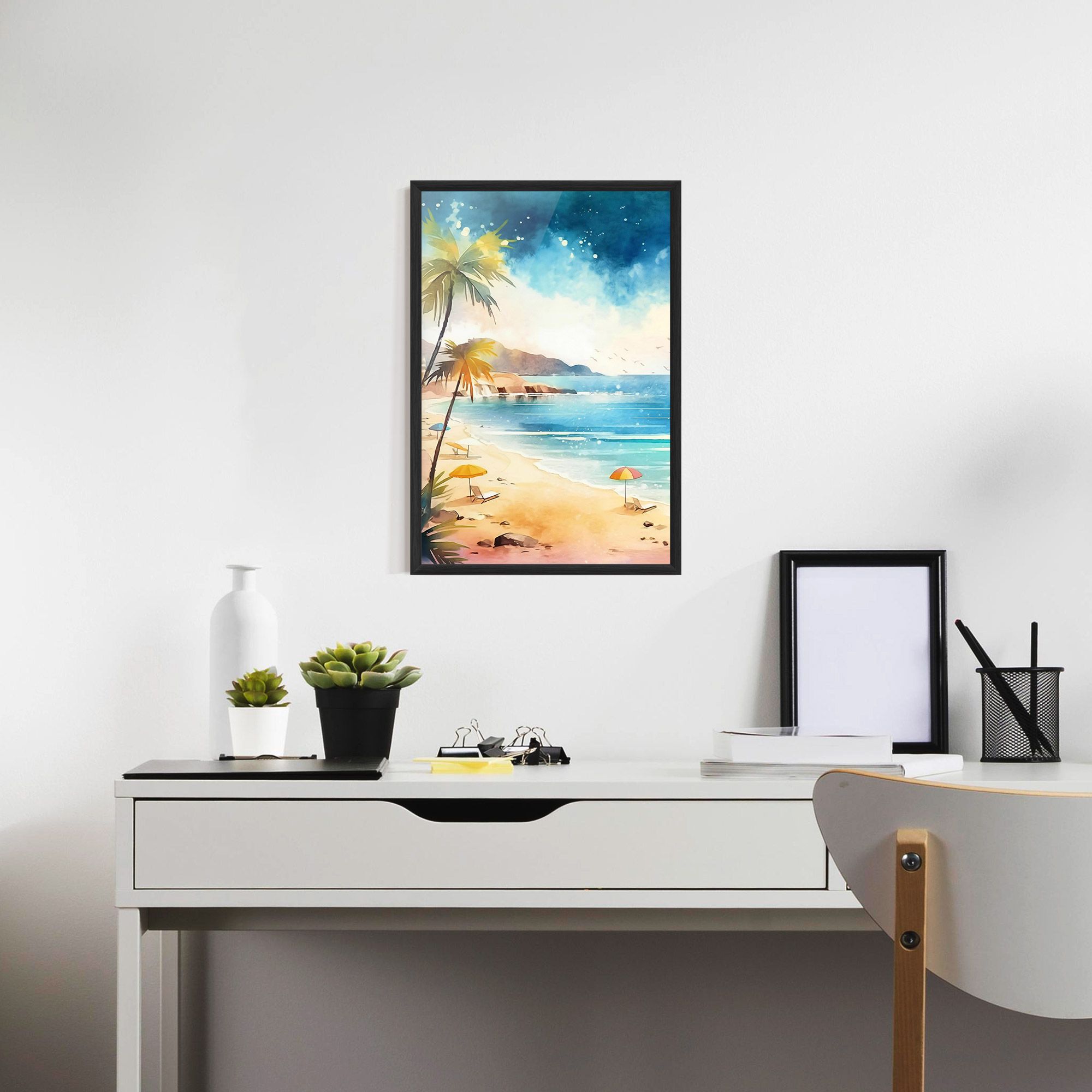 Umbrellas Beach Art mockup 7