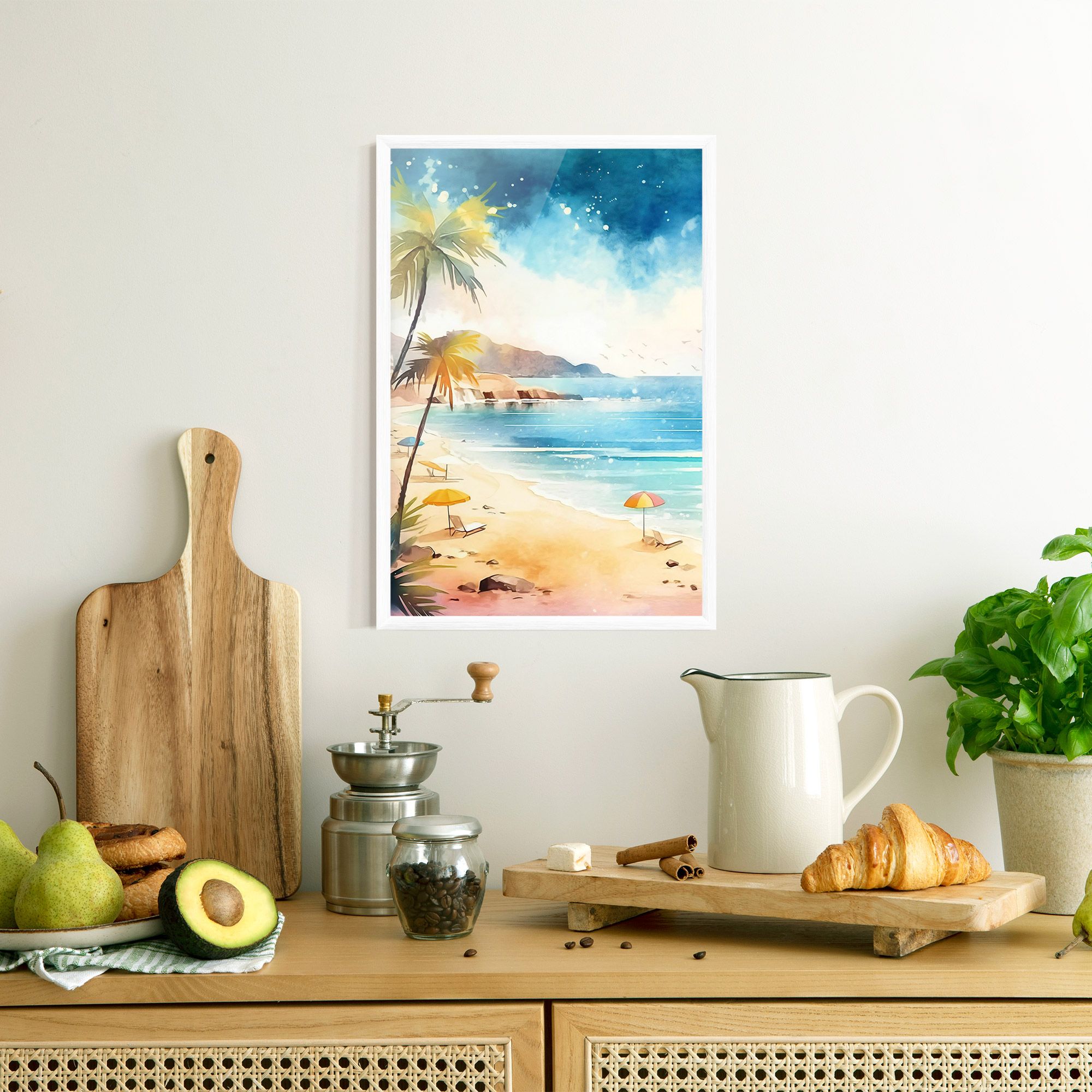 Umbrellas Beach Art mockup 8
