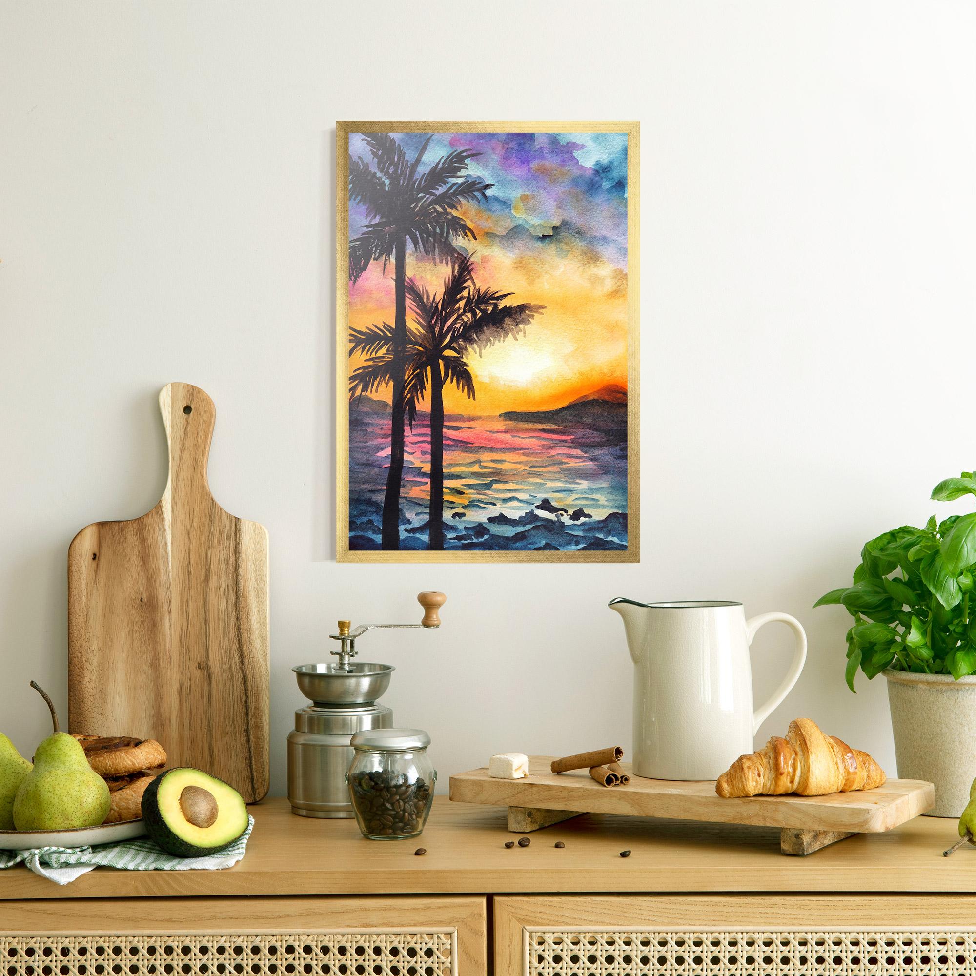Poster Înrămat Sunset Tree Beach mockup 8