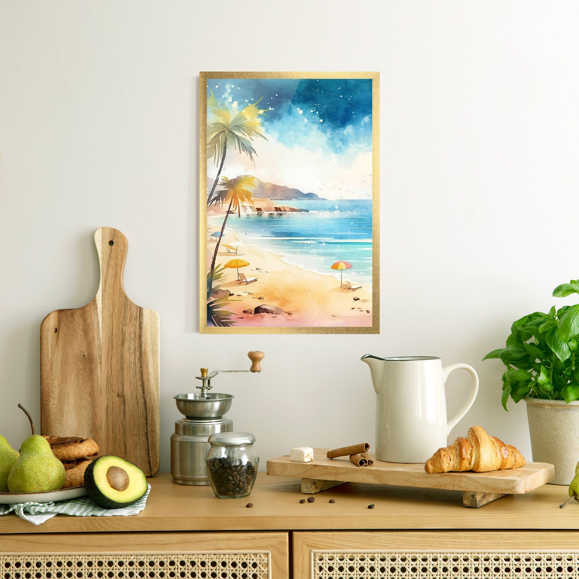 Umbrellas Beach Art mockup 8