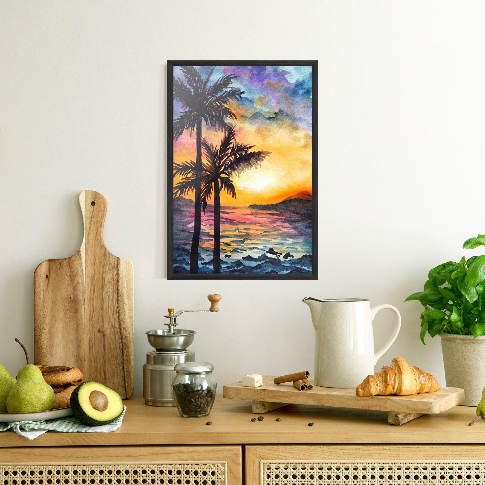 Poster Înrămat Sunset Tree Beach mockup 8