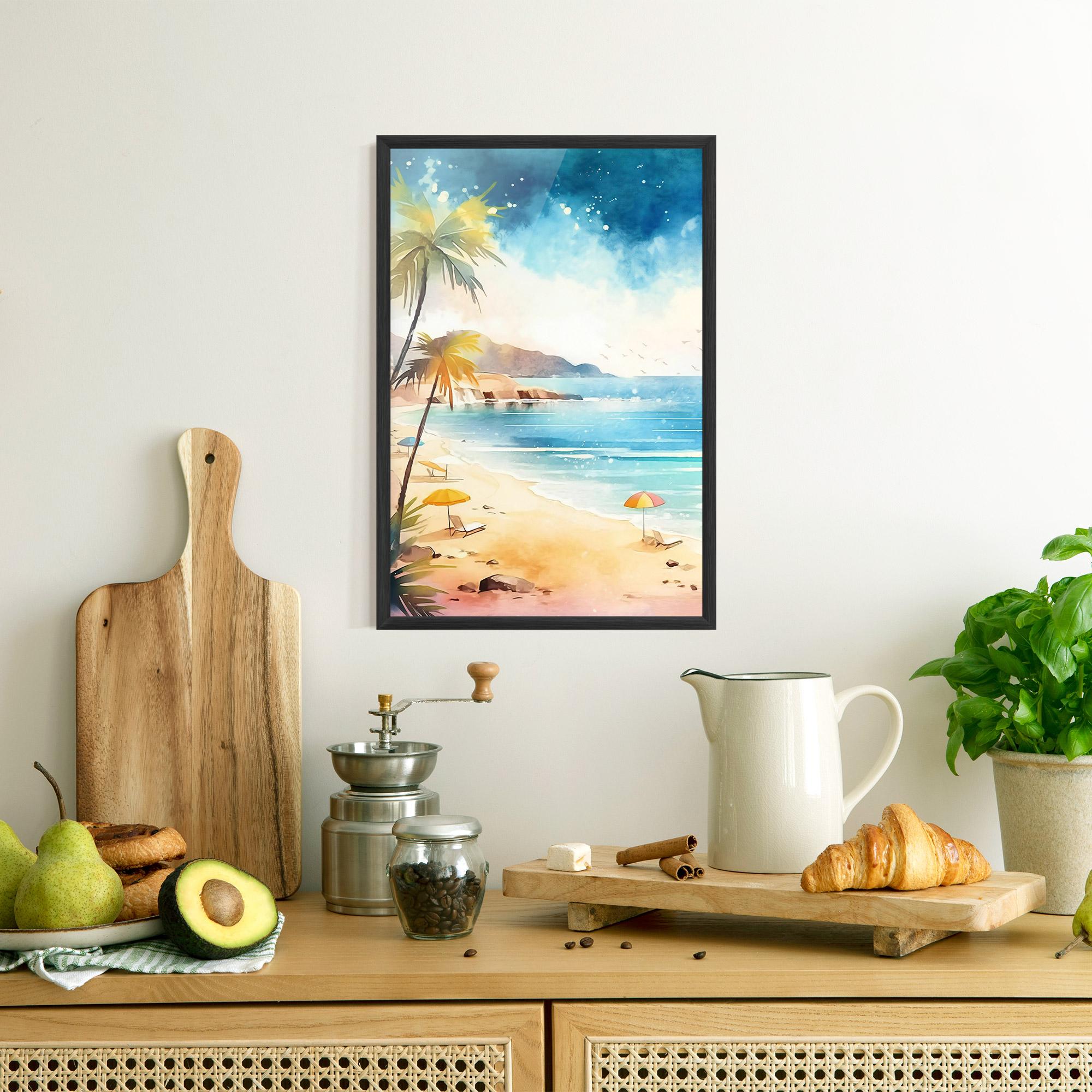 Poster Înrămat Umbrellas Beach Art mockup 8