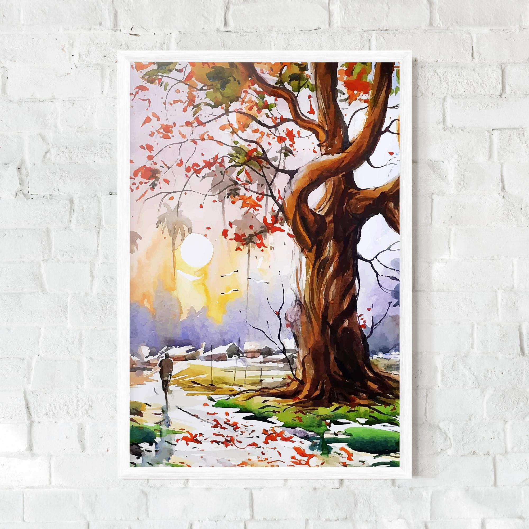 Poster Înrămat Watercolor Spring Tree mockup 0